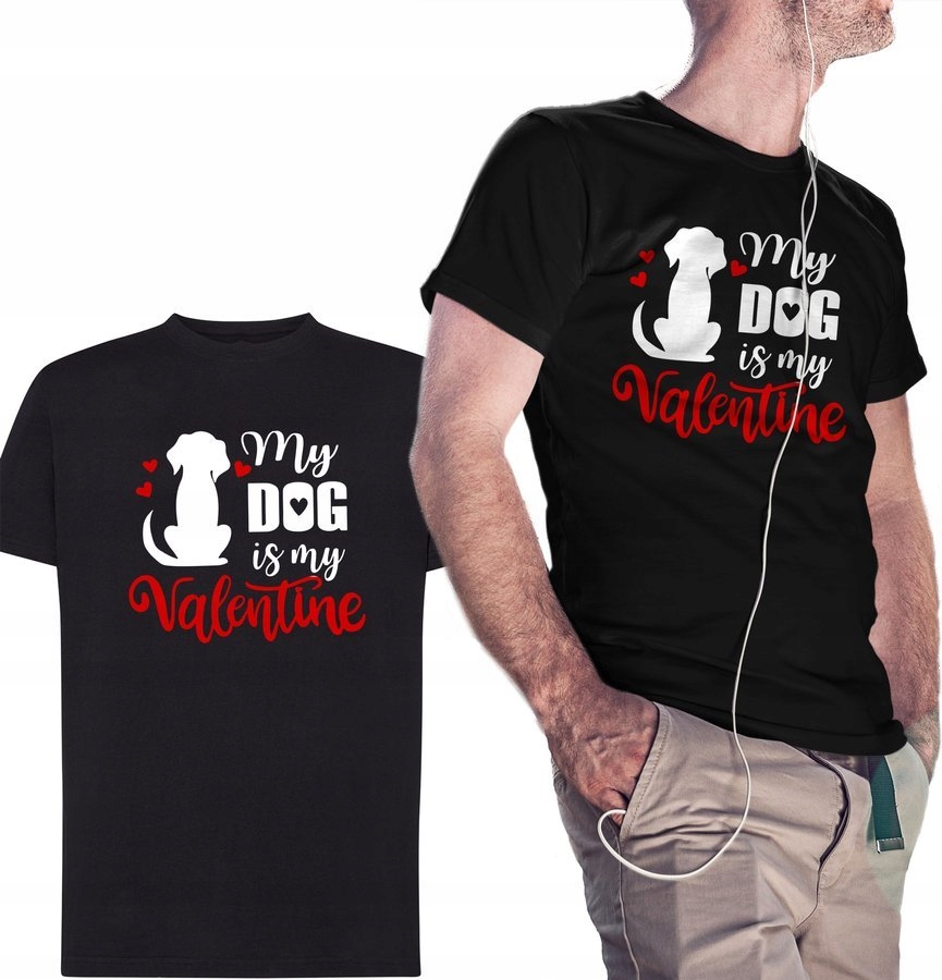 

Koszulka męska My Dog Is My Valentine, czarna 5XL