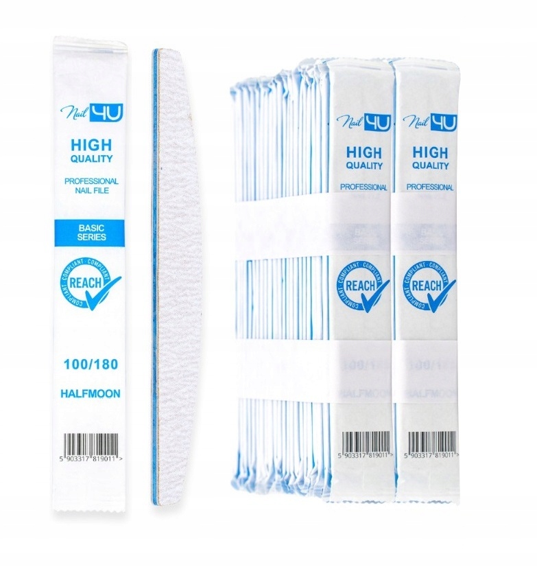 NAIL4U Pilnik Do Paznokci Basic Łódka Półksiężyc 100/180 Opakowany 50 szt.