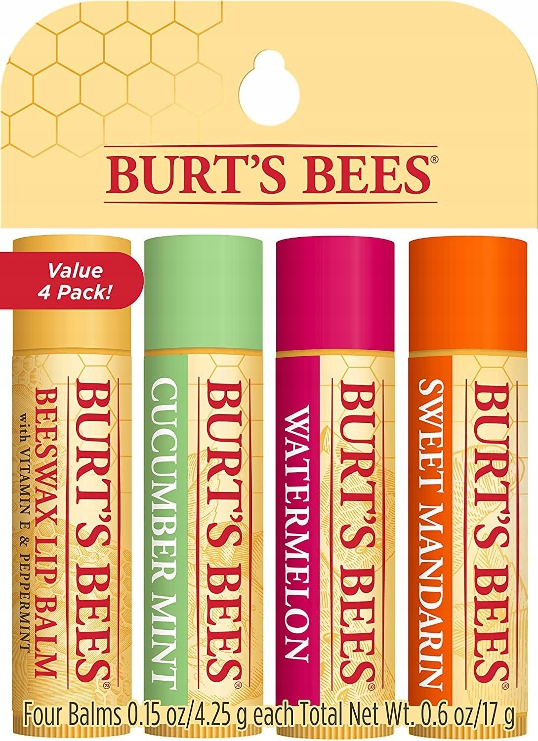 Burt's Bees Balzám na rty 4 ks Hydratační Máta Přírodní bez parabenů