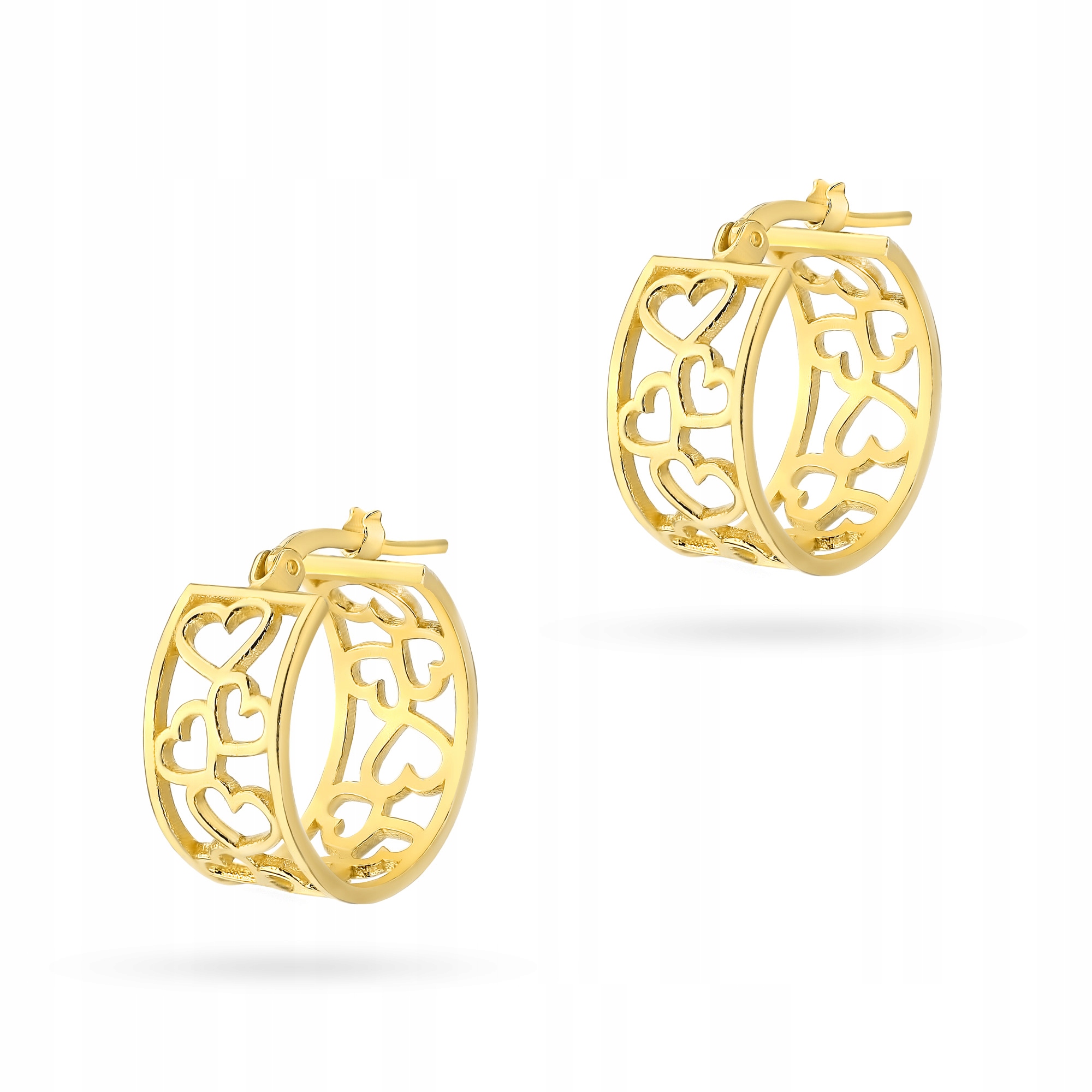 Dámské Náušnice s prolamovanými kruhy ze stříbra ryzost 925 se srdíčky, anglický styl