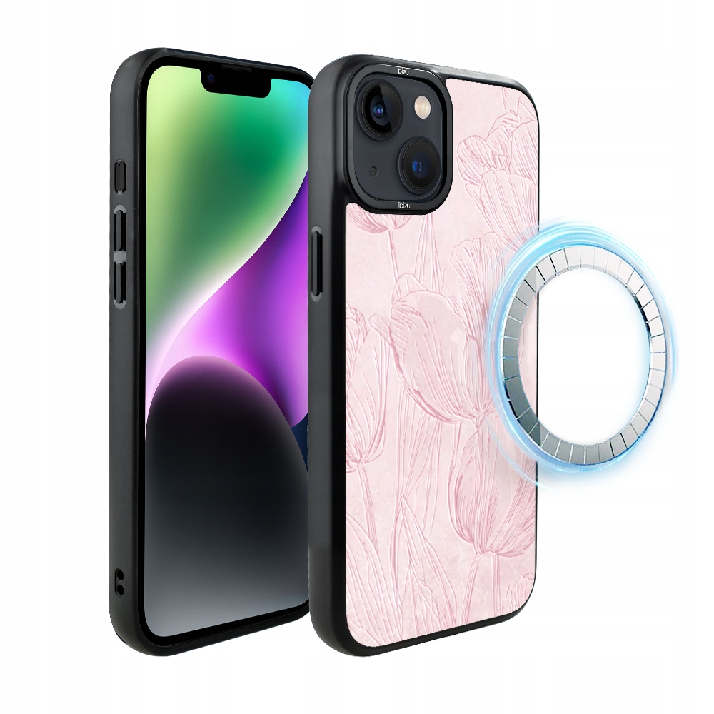 Pouzdro pro iPhone 14 Ibizu DropGuard Matt s MagSafe, tulipánová freska