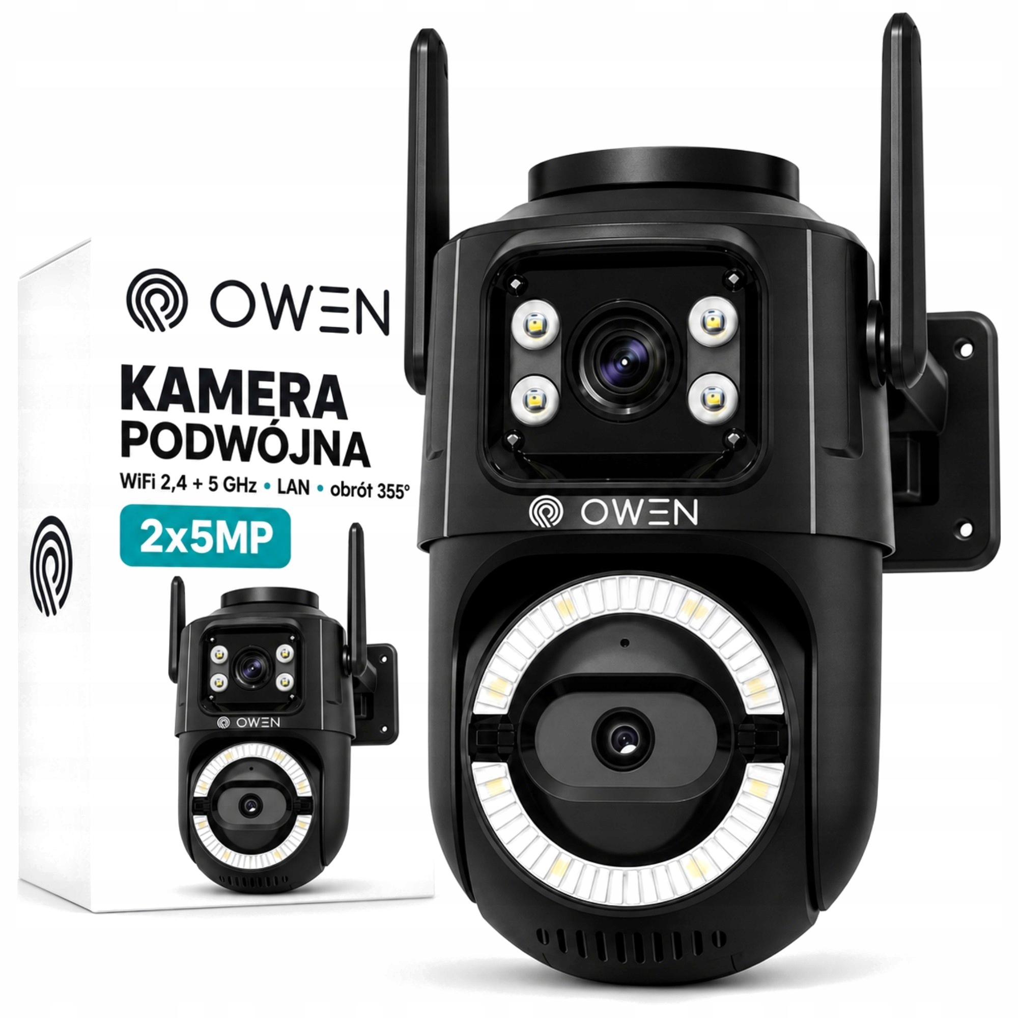Ip WiFi kamera venkovní otočná dvojitá 2x5MP 5GHz detekce Owen
