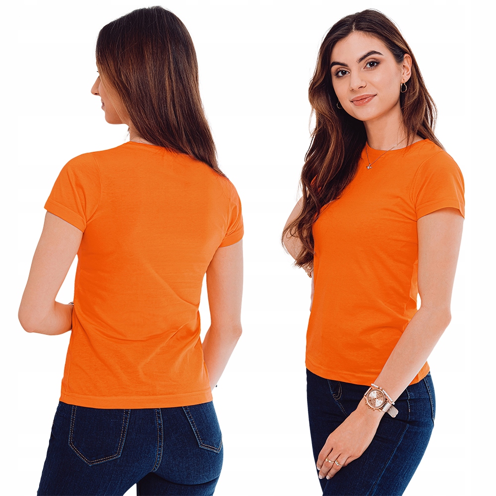 

T-shirt damski bez nadruku 001SLR pomarańczowy S
