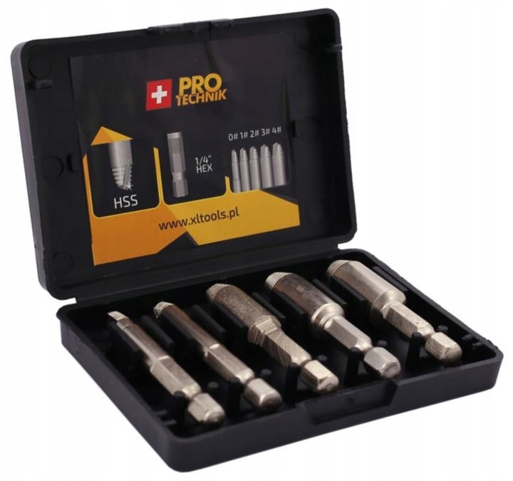Wykrętaki złamanych śrub 5szt 1/4'' Hss 0-1-2-3-4# WYK6