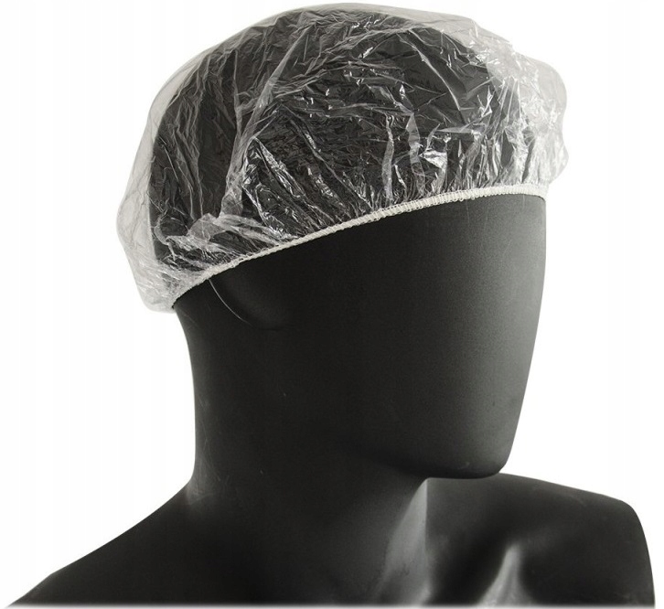 CZEPKI FOLIOWE DO WŁOSÓW JEDNORAZOWE PRZEZROCZYSTE KOSMETYCZNE 10 SZT.