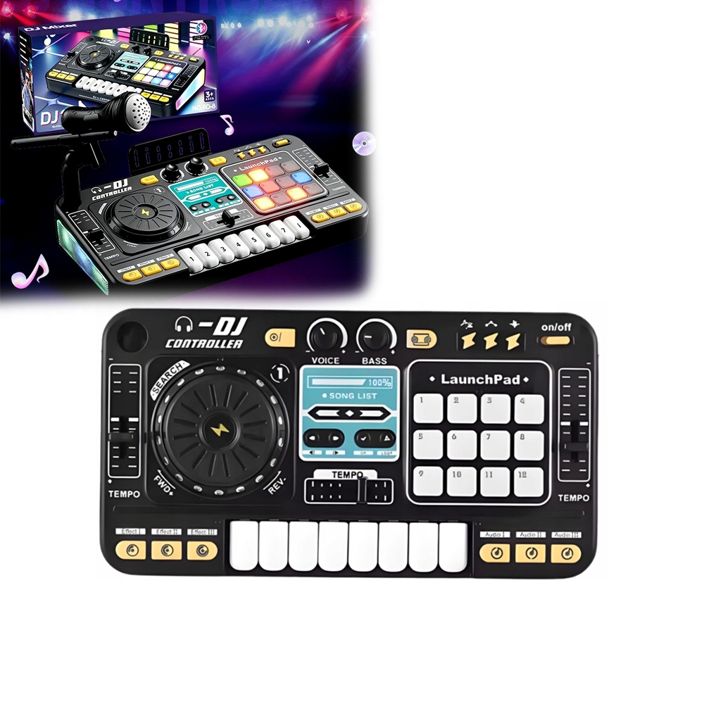 Konsola Dj Mikser Dla Dzieci Z Mikrofonem Pianinko Led Bluetooth Zabawka