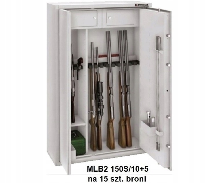 Sejf na broń 15 szt. broni długiej MLB2 150D/10+5-K. Zamek kluczowy Szerokość zewnętrzna 88 cm