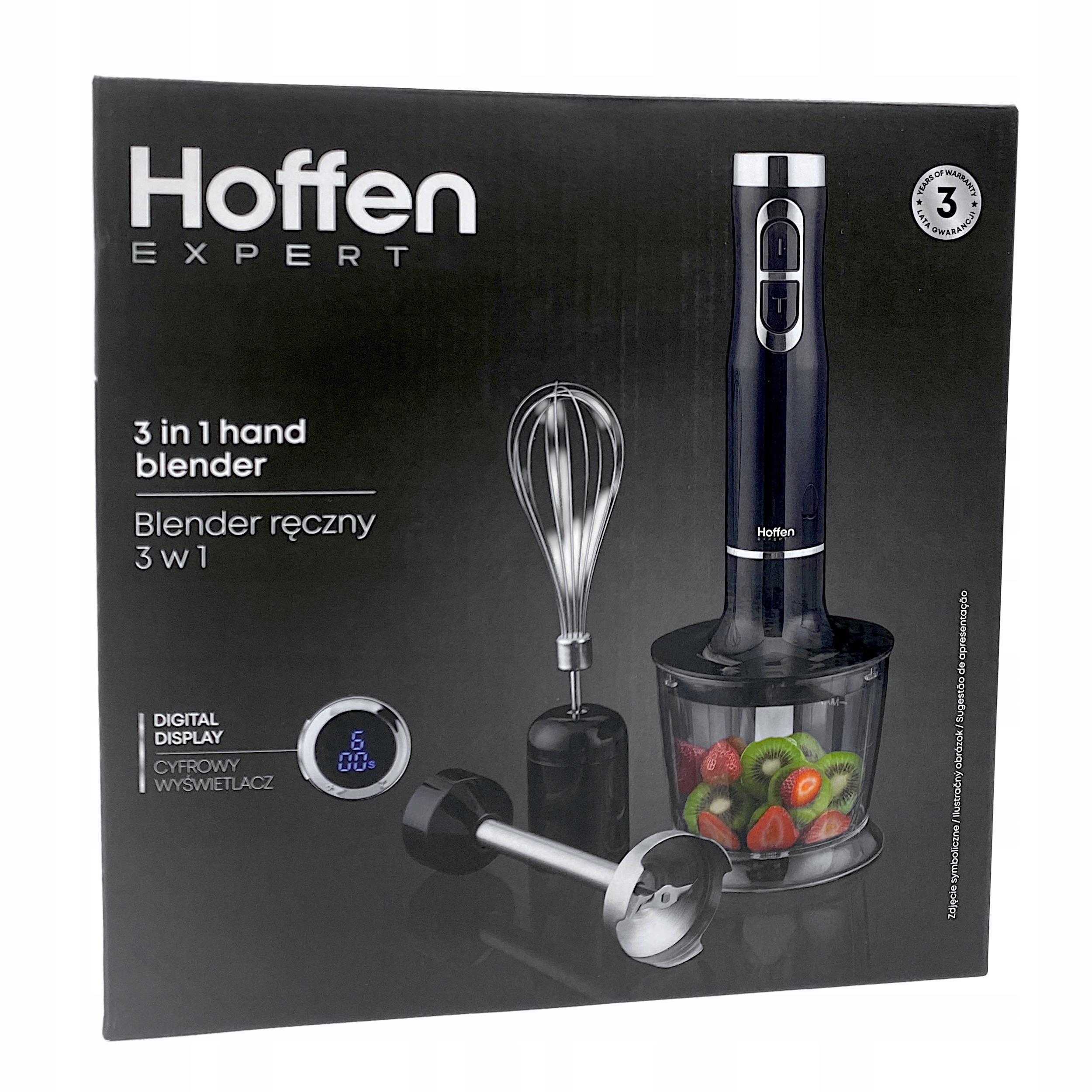 Hoffen Ruční mixér 3v1 1000W digitální displej černý
