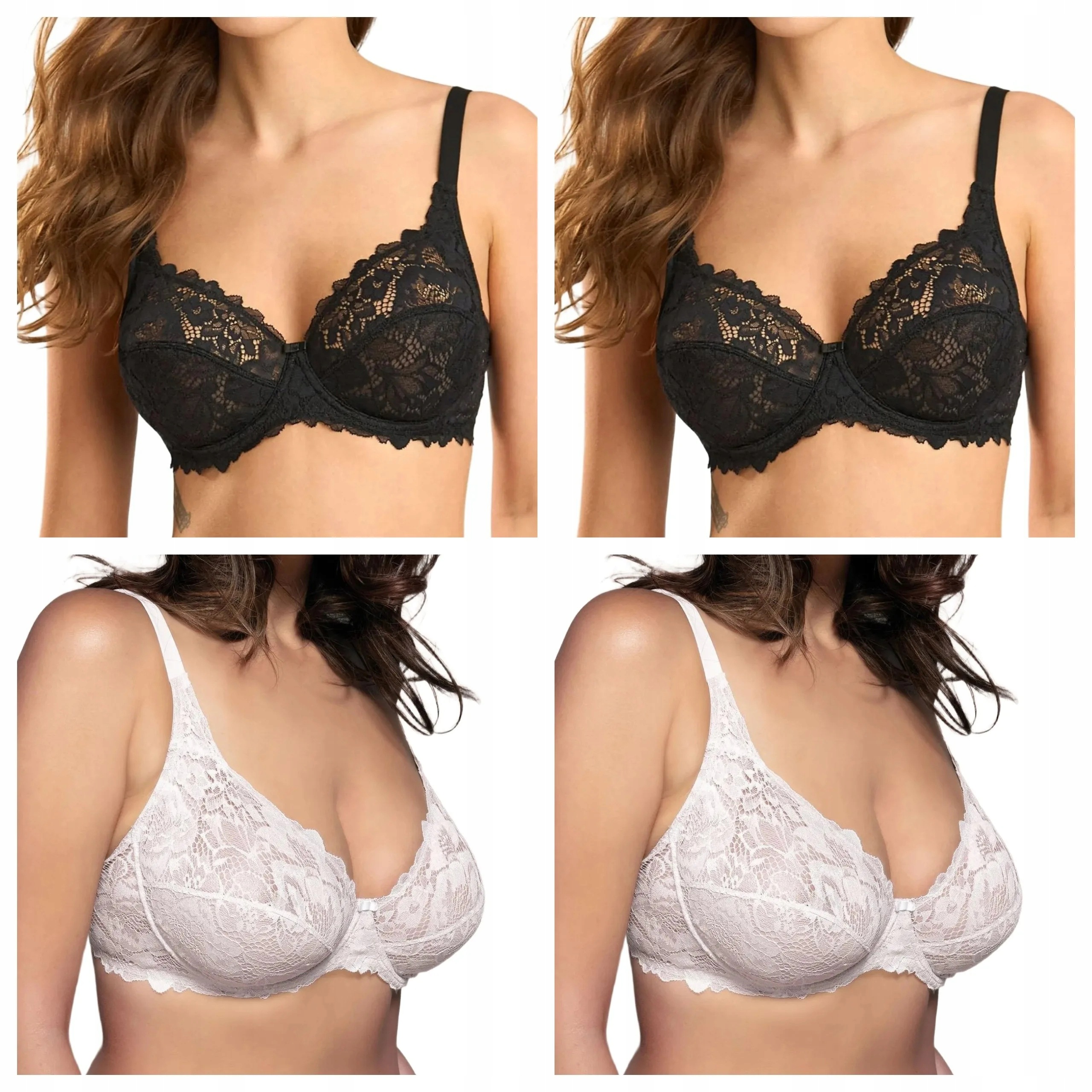 4x měkká krajková podprsenka Lormar Curvy 400L 2x bílá 2x černá 70C