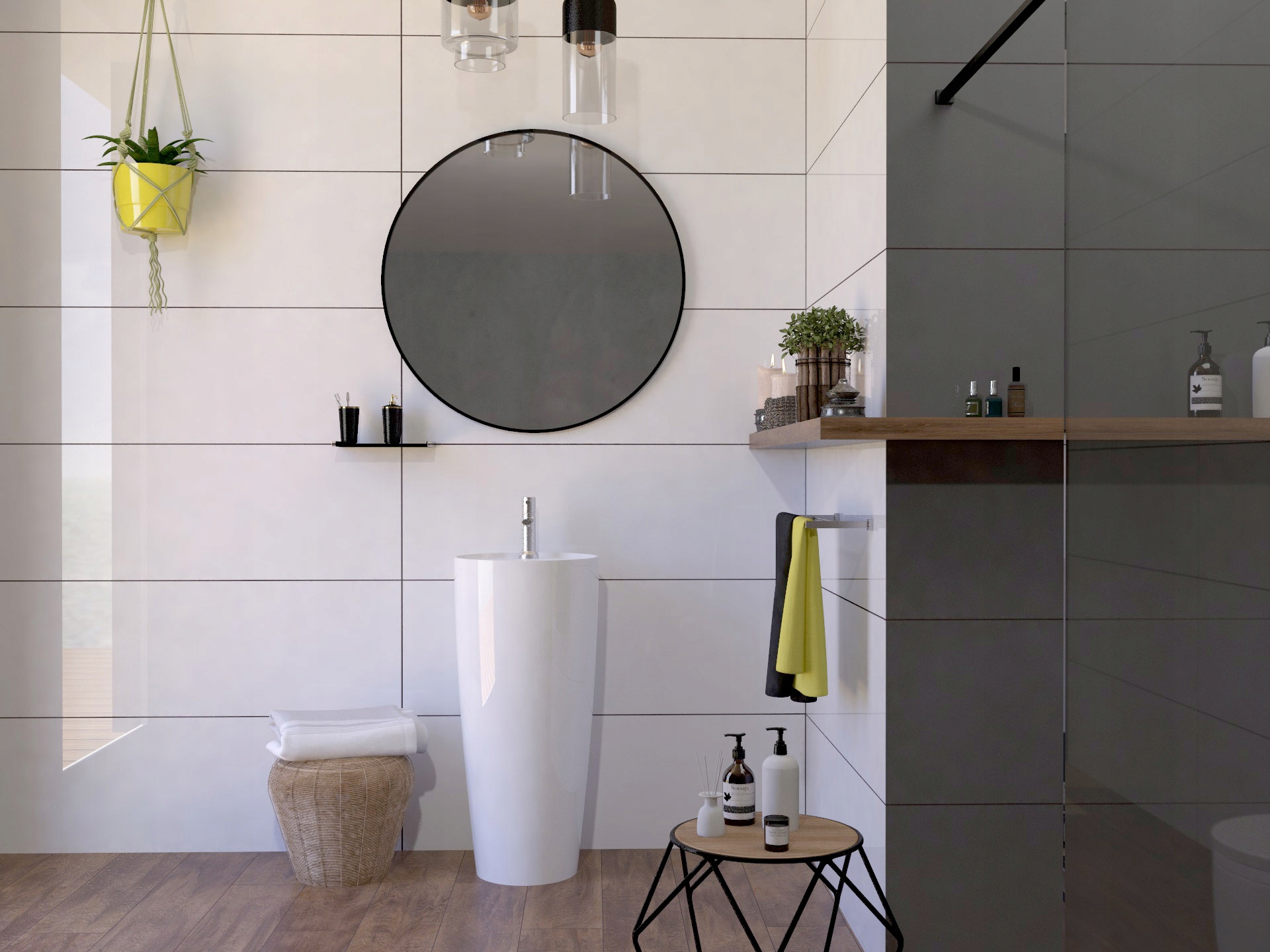 Lustro Okrągłe Ścienne Loft Rama 80cm Czarne Przeznaczenie Inne