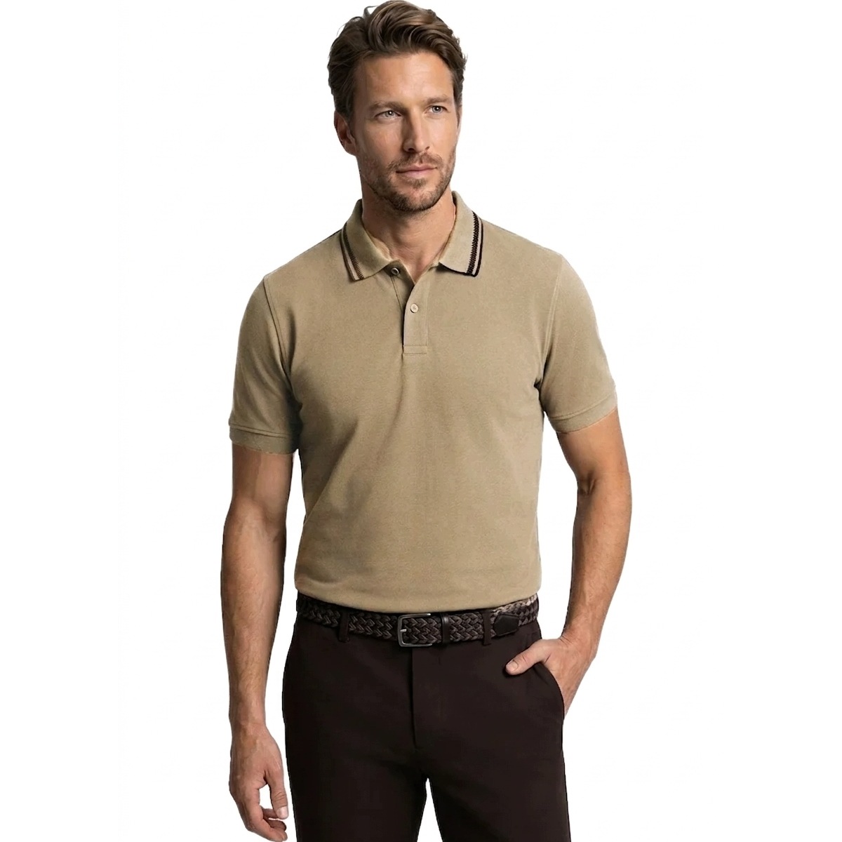 Béžové elegantní Polo Bavlna Pako Lorente vel XXL