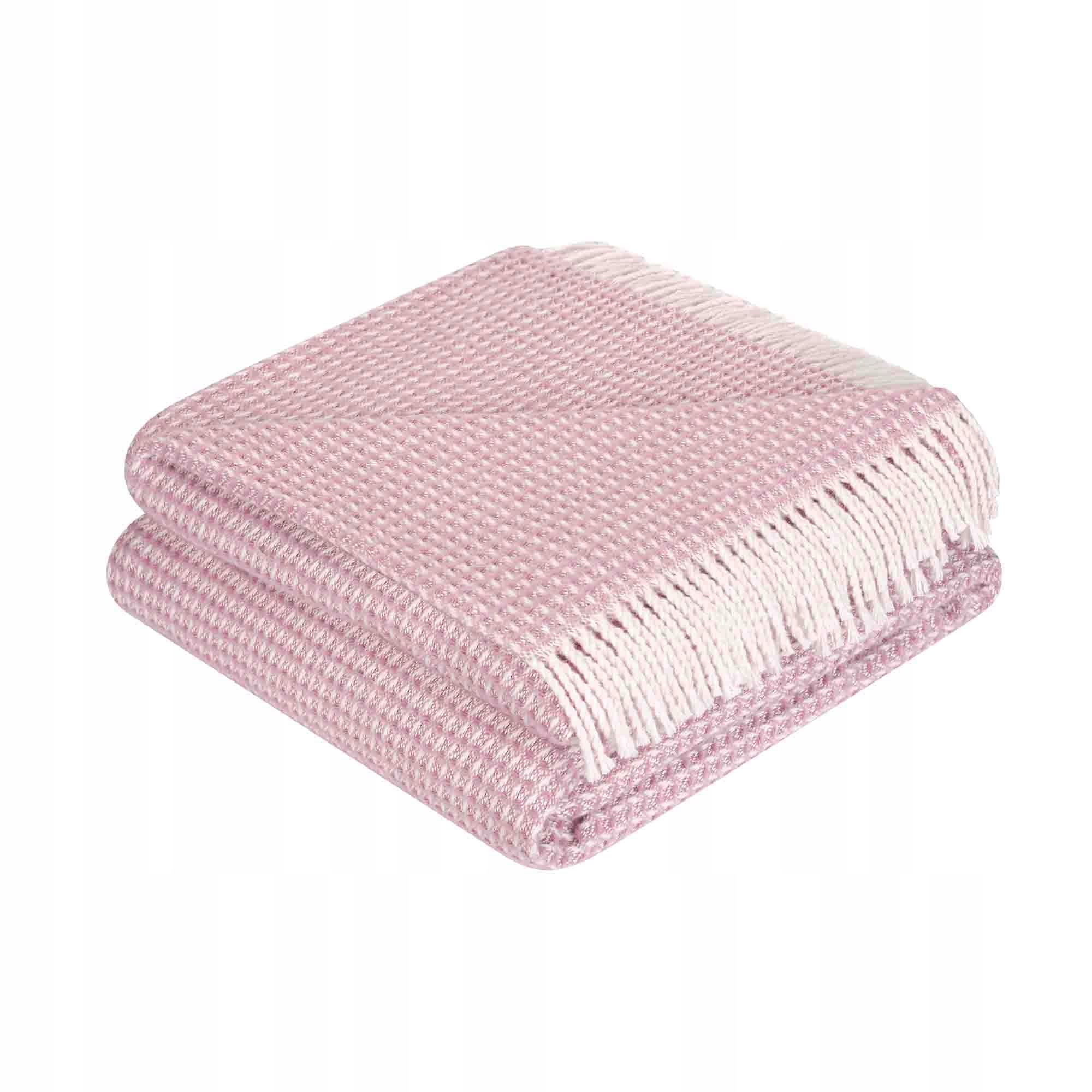 Bavlněná deka Check 200x220 pudrová s třásněmi