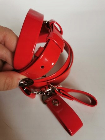 Pasek regulowany + zaczepy czerwony lakier do obag o-bag bagobag Marka Bagobag