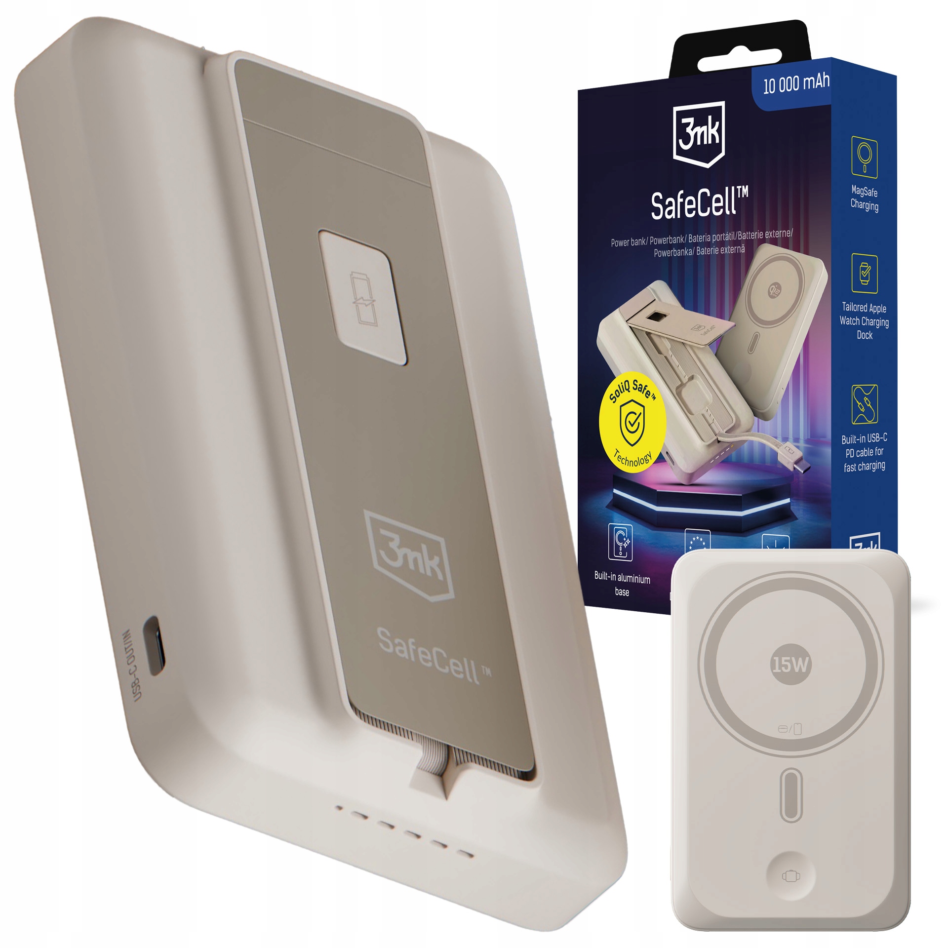 Powerbanka 10 000 mAh s MagSafe Usb-c Pd 3mk SafeCell Beige