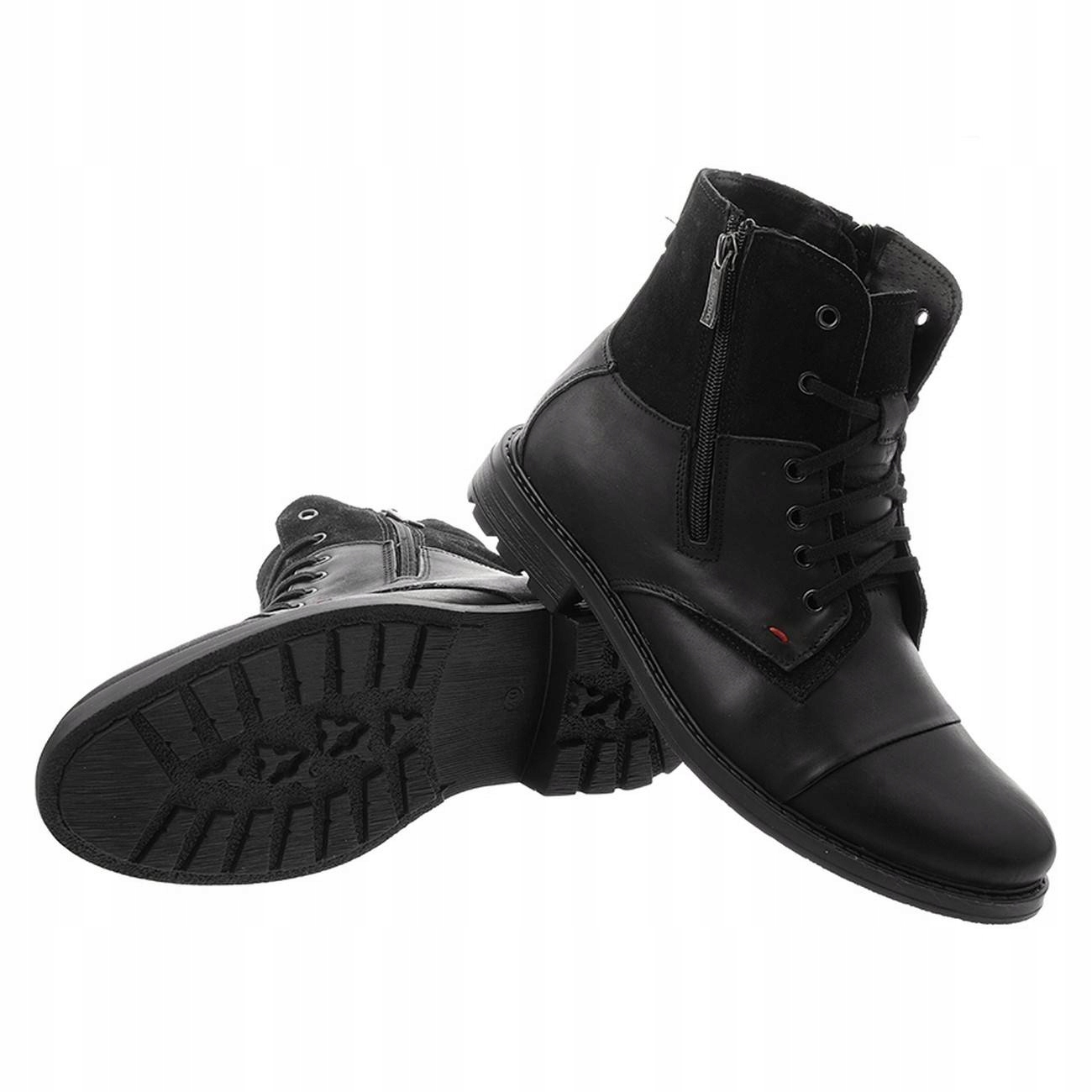 BUTY MĘSKIE SZTYBLETY ZIMOWE SKÓRA 871 CZARNY 43 Rozmiar 43