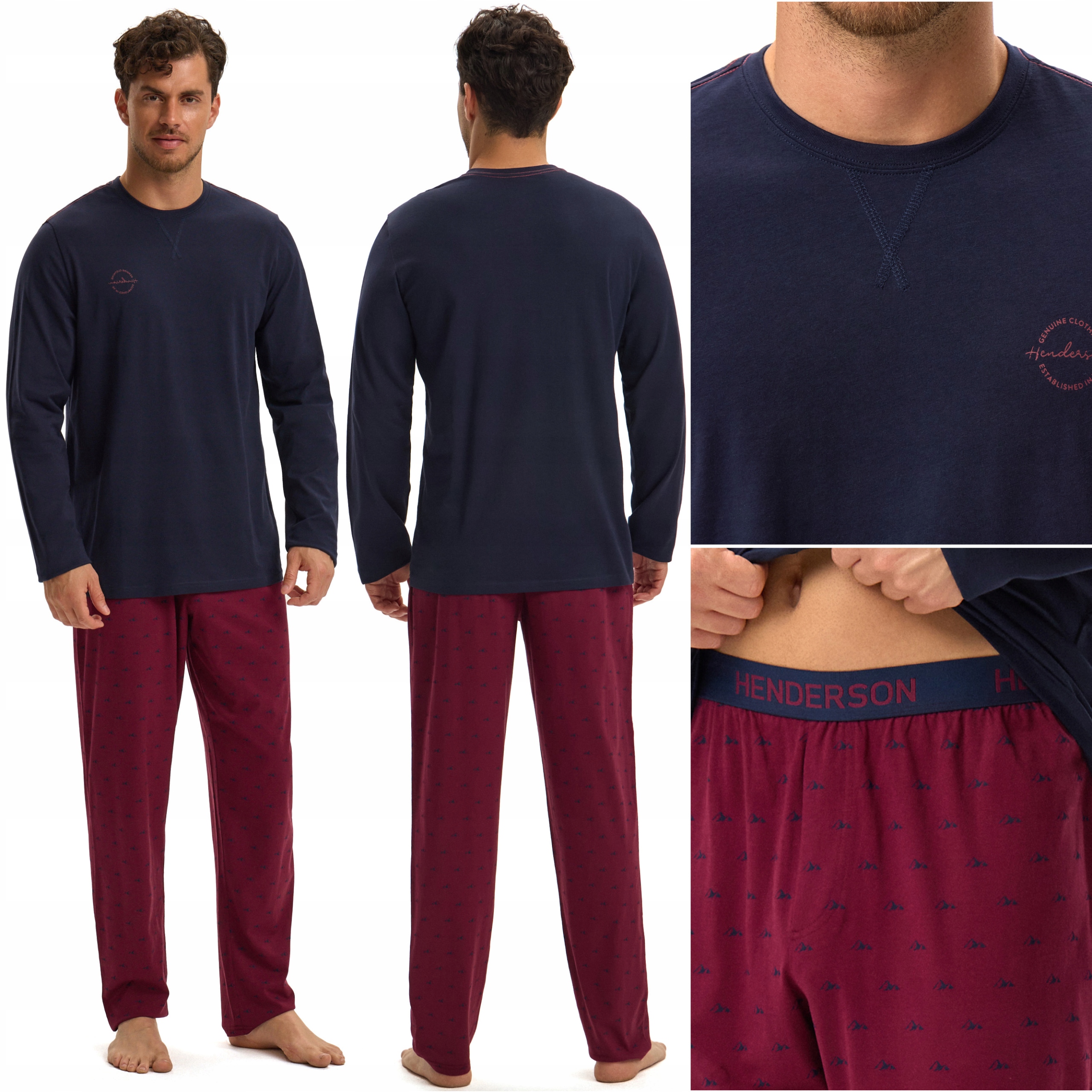 Pánské Pyžamo Henderson Hope Komplet s dlouhým rukávem 100% Bavlna XL