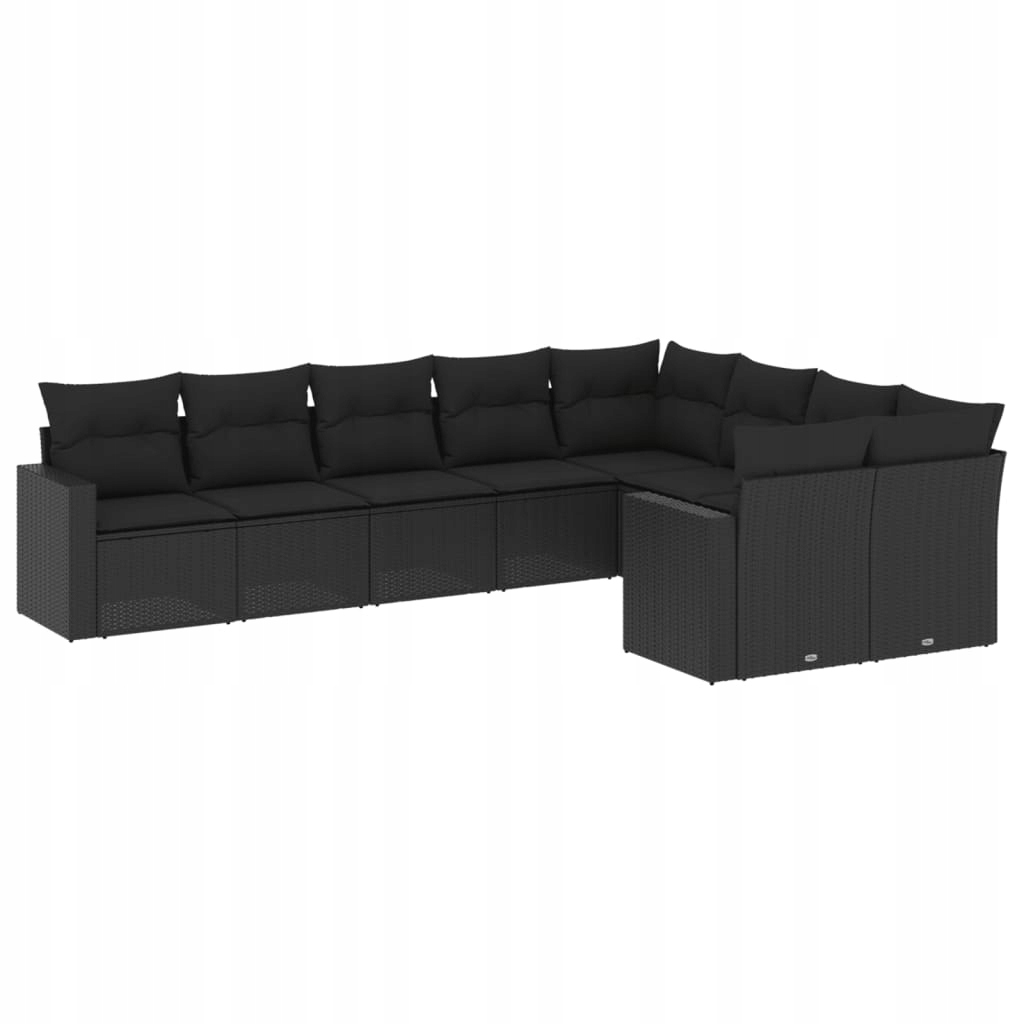 Set zahradního nábytku plast vidaXL černý 9 el.