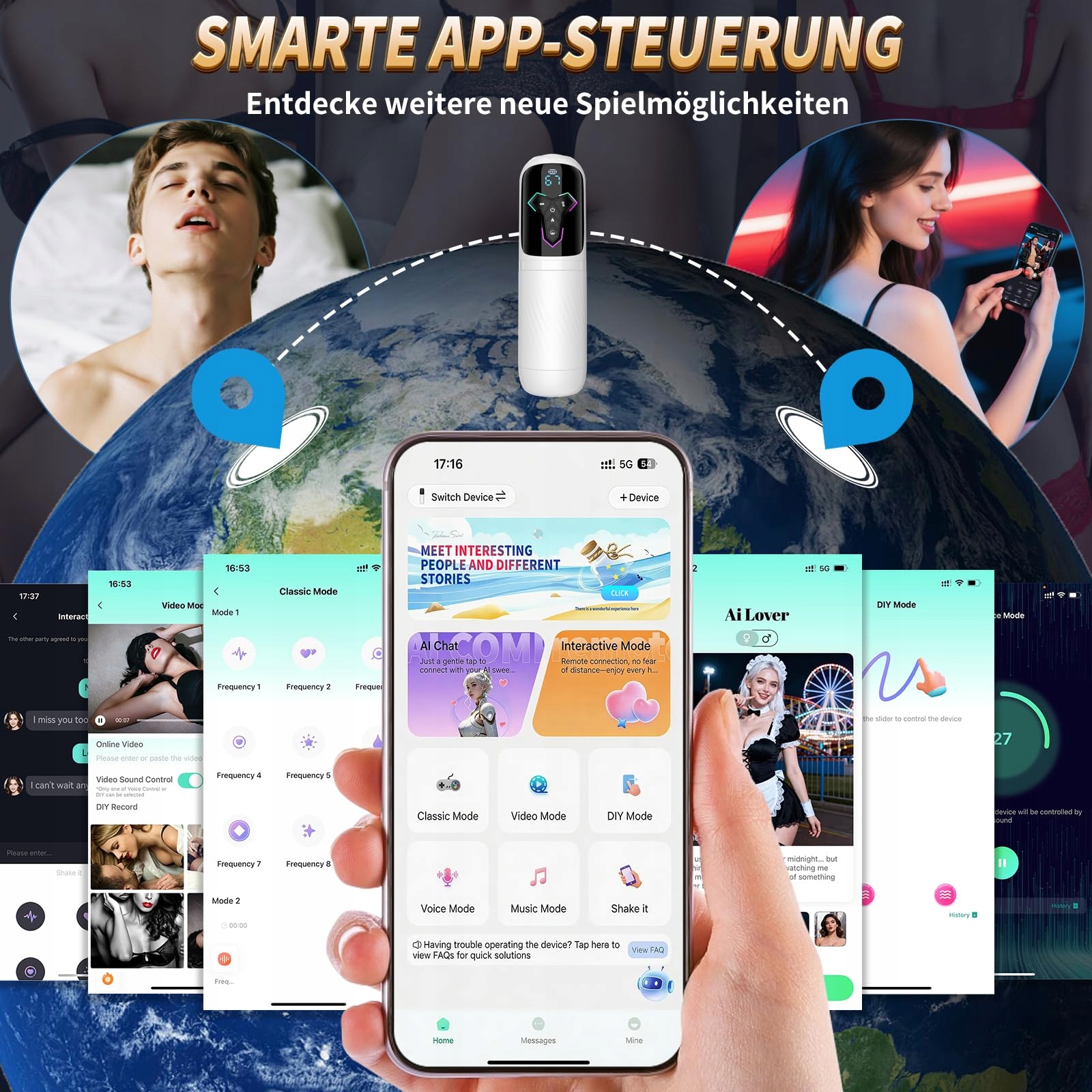 APP MASTURBATOR Dla Mężczyzn Z 10 Wibracjami 7 Teleskopami 5 Trybami Ssania — miniatura 3