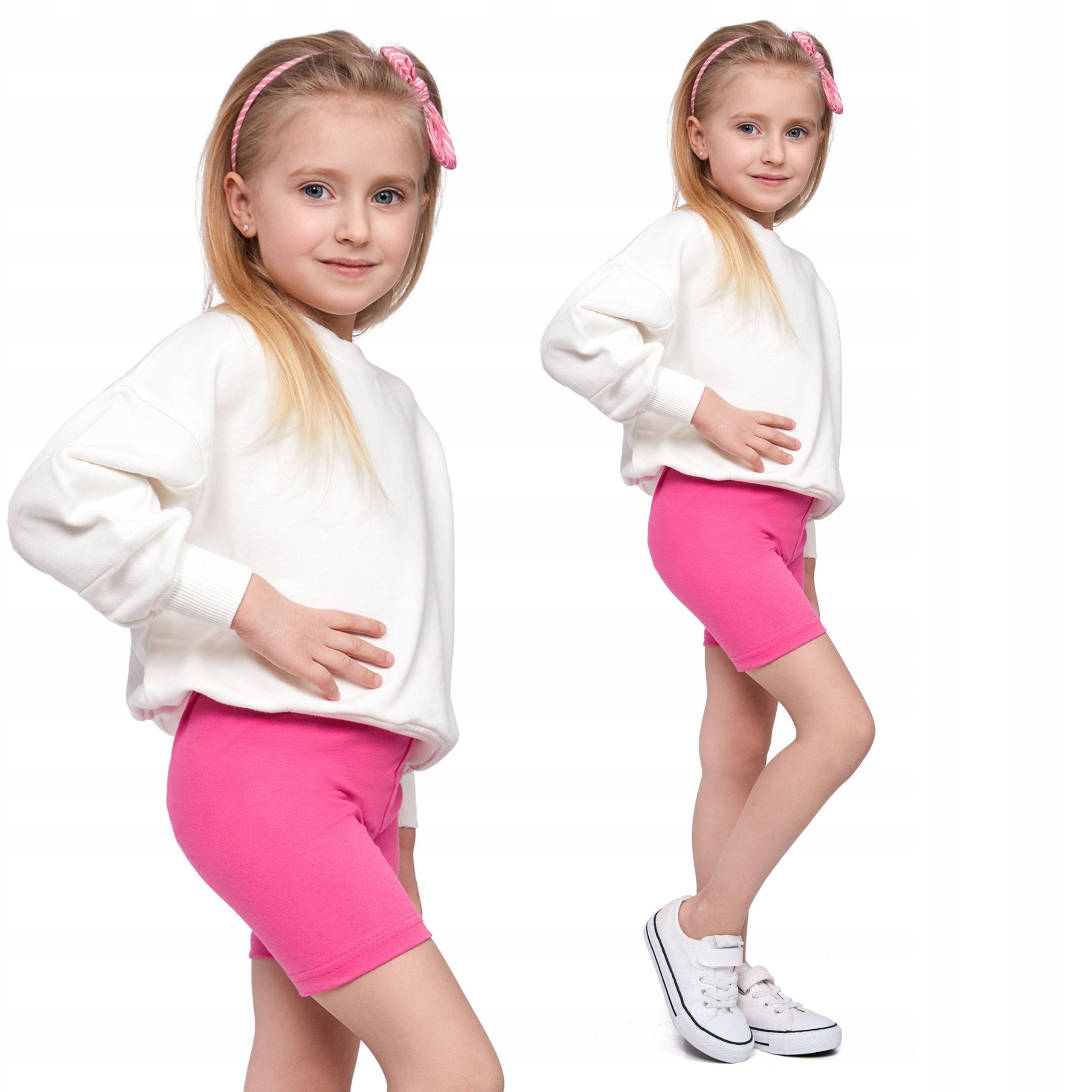 DZIECIĘCE LEGGINSY 1/2 KOLARKI GETRY JASNY RÓŻ 140