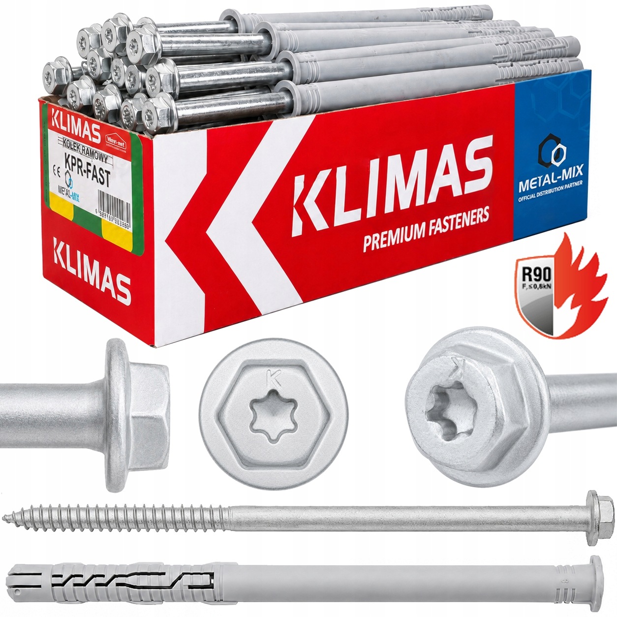 Rozpěrná Hmoždinka Rámový Na Klíč Torx Kpr-fast 12x300 Kolíky Klimas 20kusů