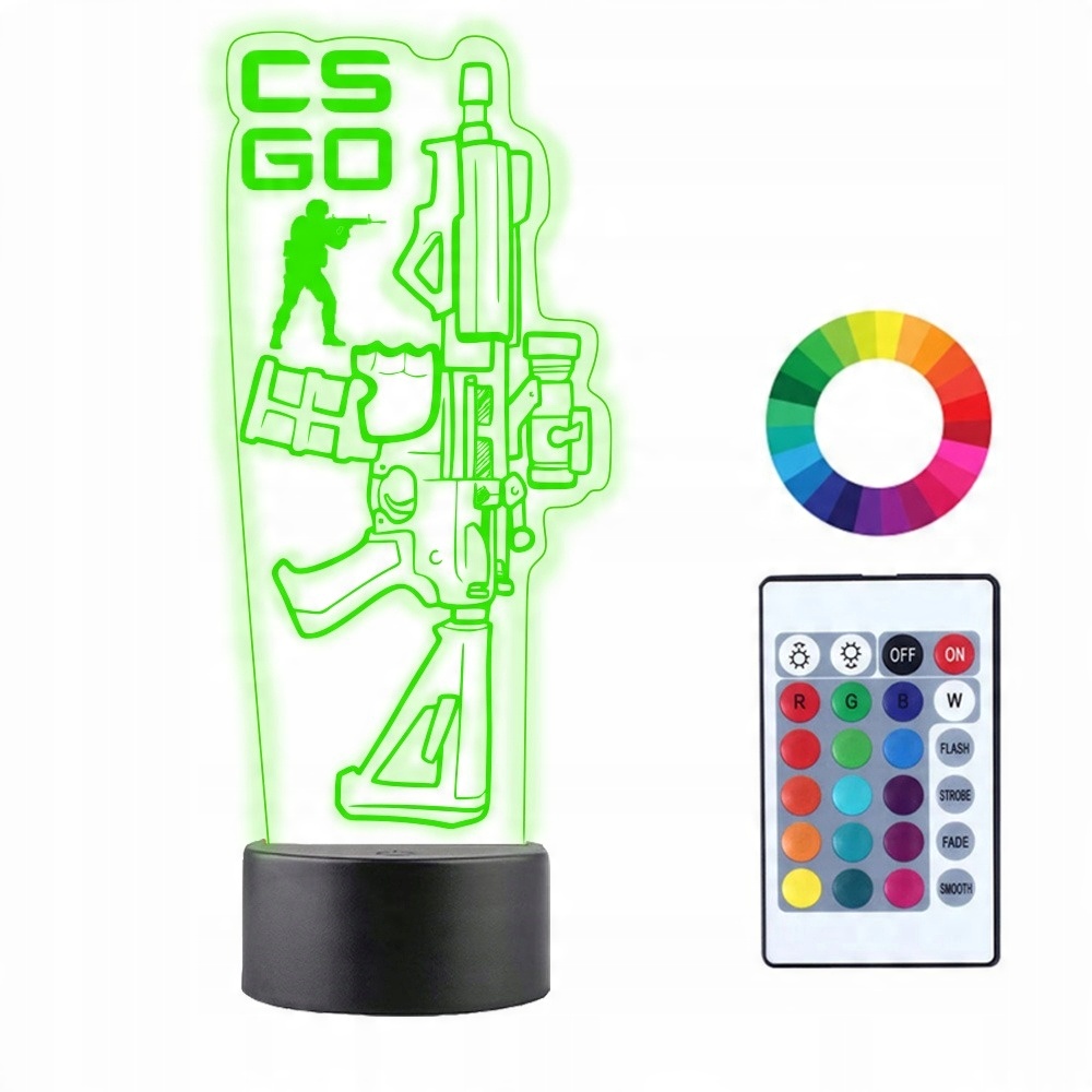 

Lampka Nocna 3D Led Broń Karabin Cs Go Imię Grawer