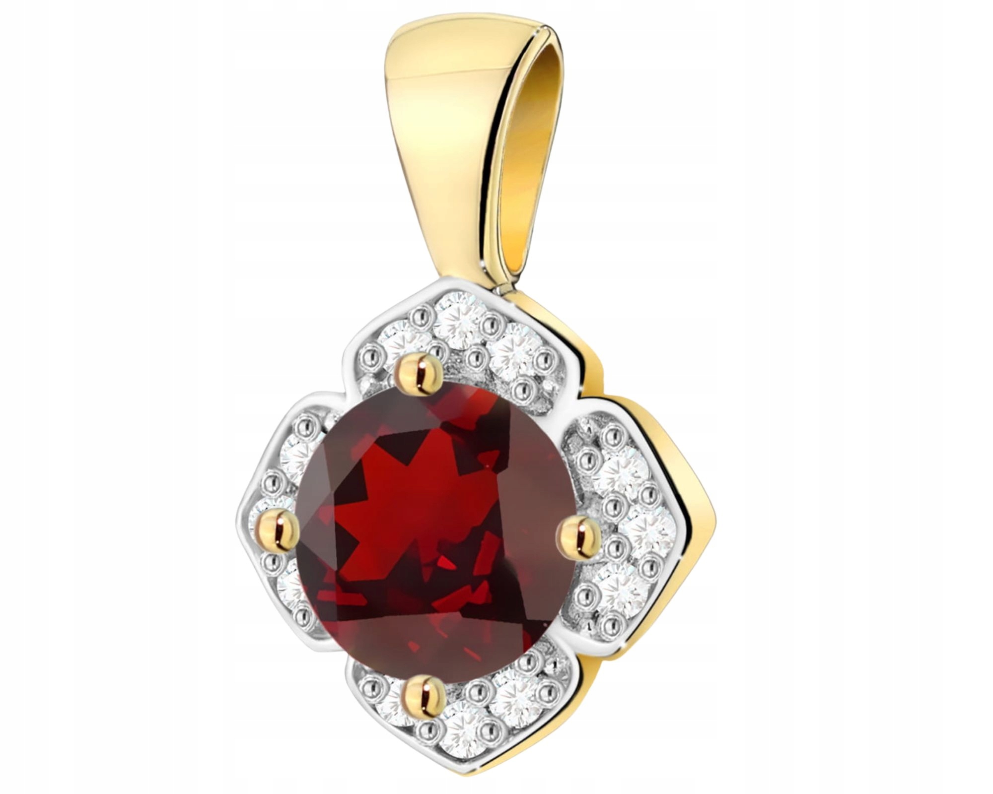 Zlatý Přívěsek S Granátem A Diamanty