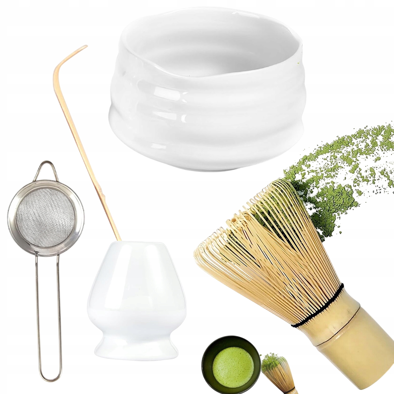 Levně Metla Na Matchu Tradiční Šlehací Metla Matcha Chasen 5V1 Sada Premium