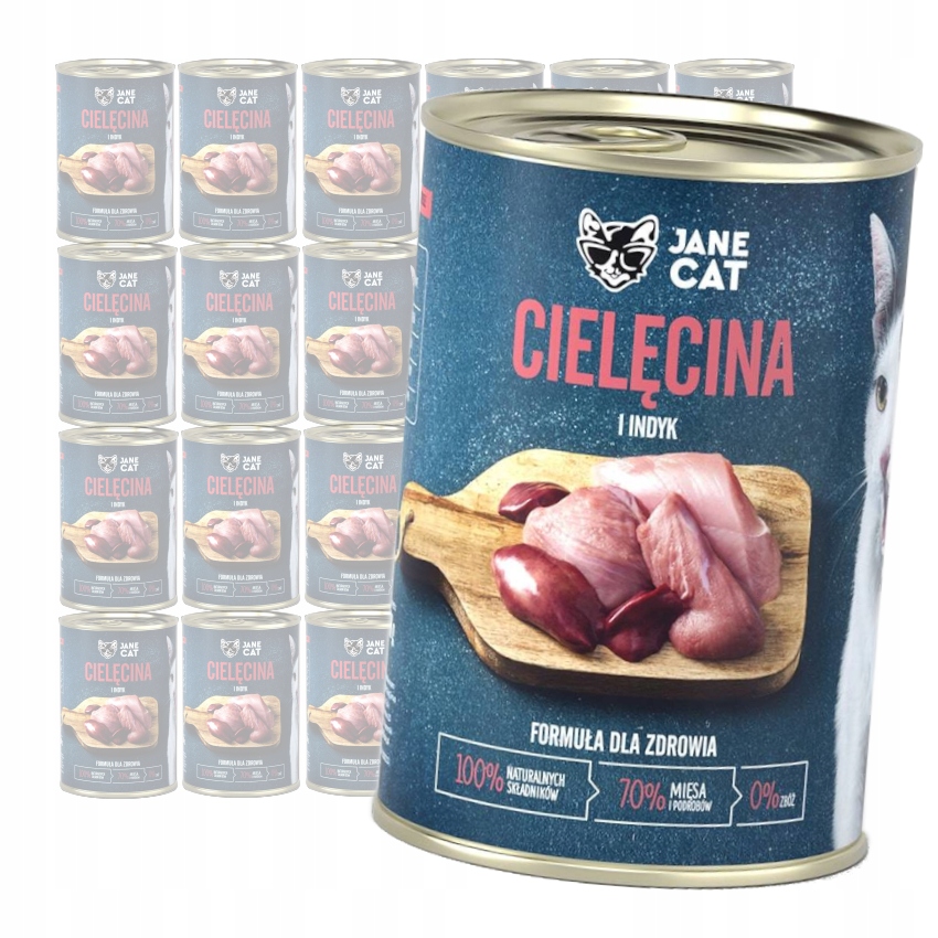 Levně Jane Cat Krmivo Pro Kočky Telecí A Krůta 24x400g