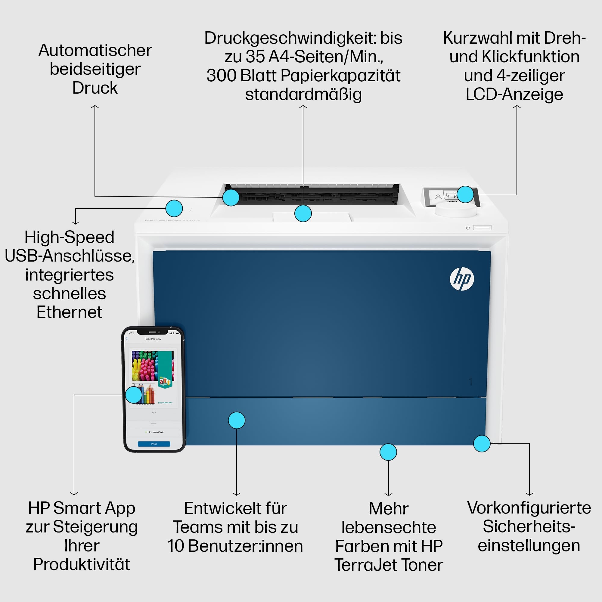 HP Kolorowa Drukarka Laserowa Pro 4202dn: Szybki Druk Dwustronny — miniatura 4