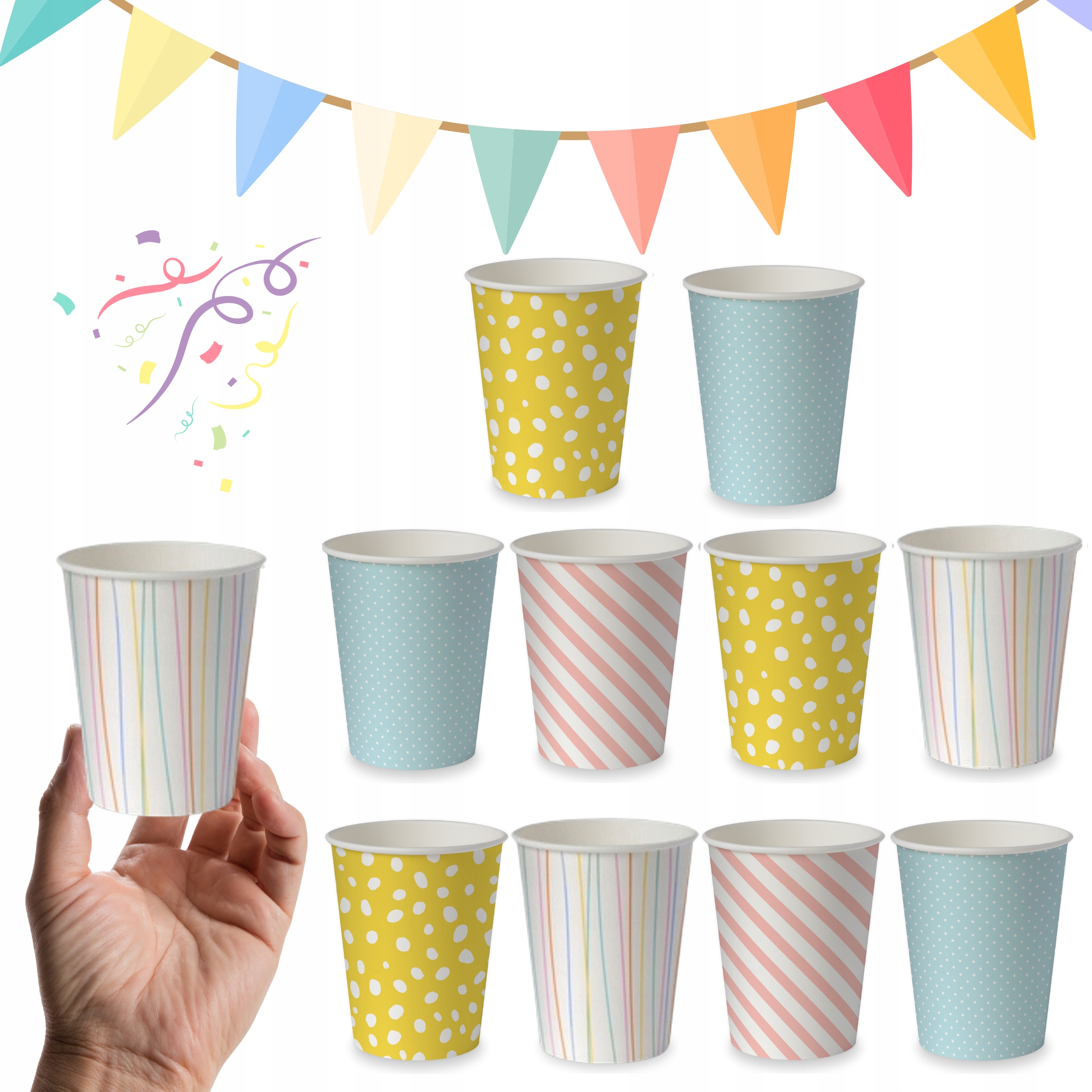 

Papierowe Kubki 250ml 50 x Pastel do Gorącego 80mm