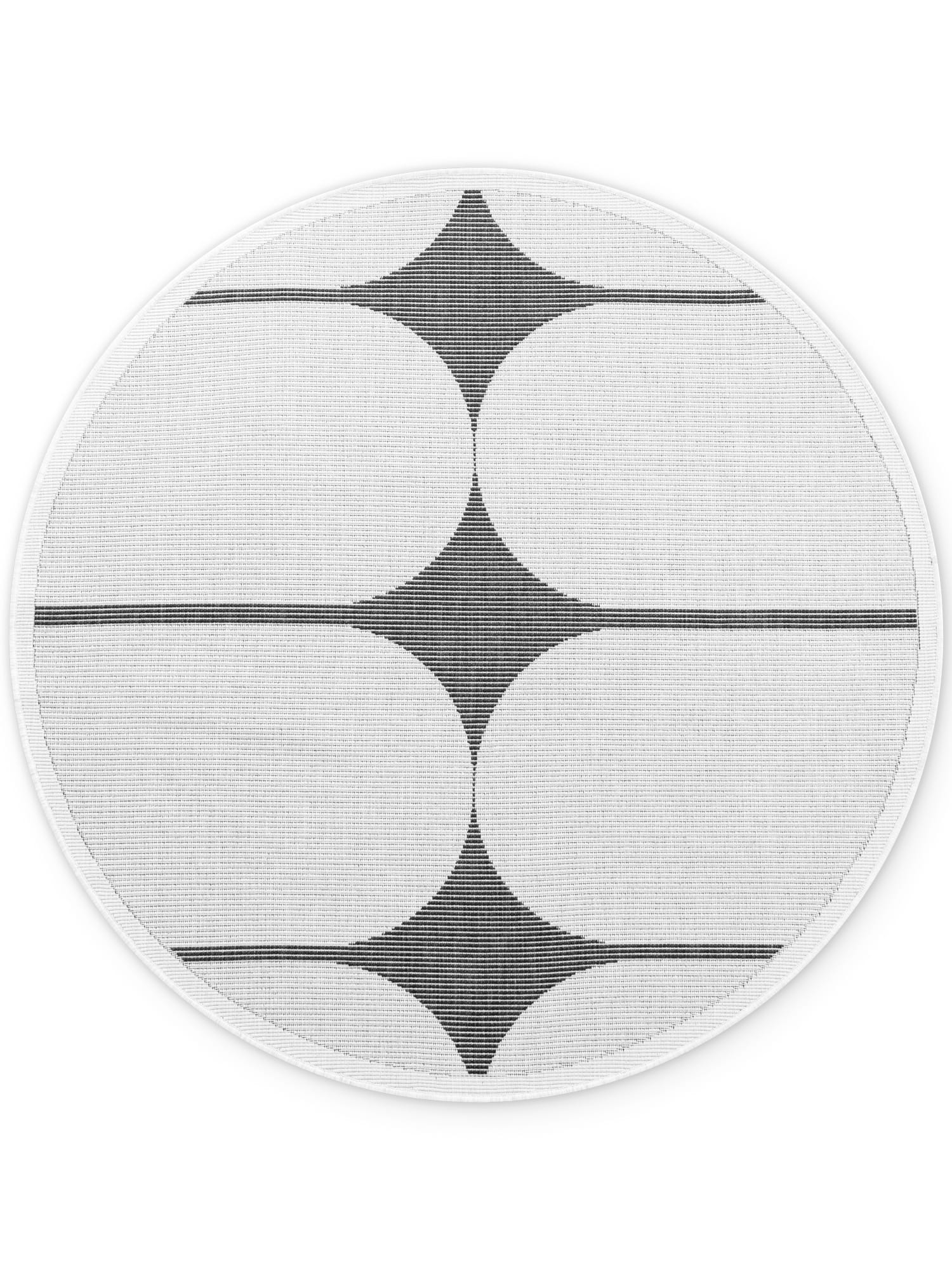 Kruhový koberec na terasu 160 cm, plocho tkaný, obojstranný, šnúrkový