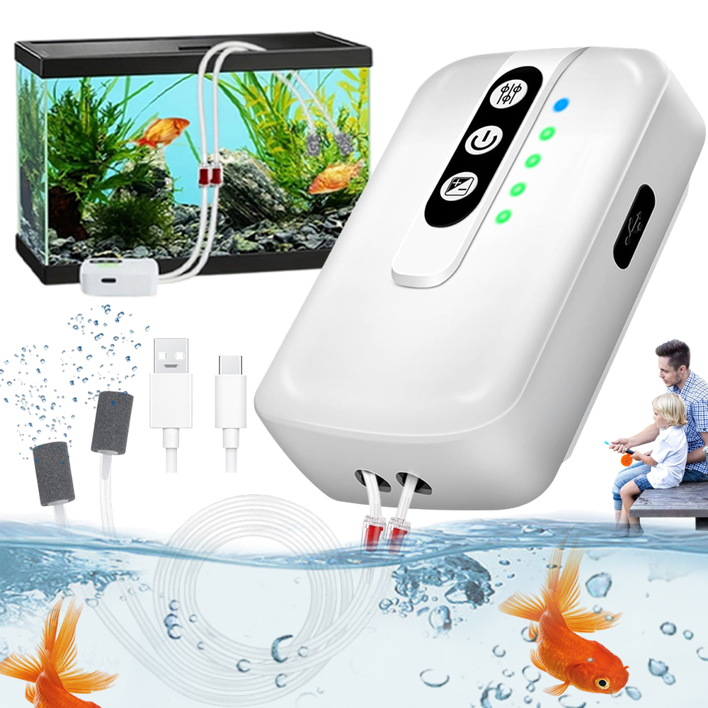 Levně Mini Kyslíková Pumpa Do Akvária, Dva Režimy Provozu 12*4*8 CM, 3 L/min, 2000 Mah