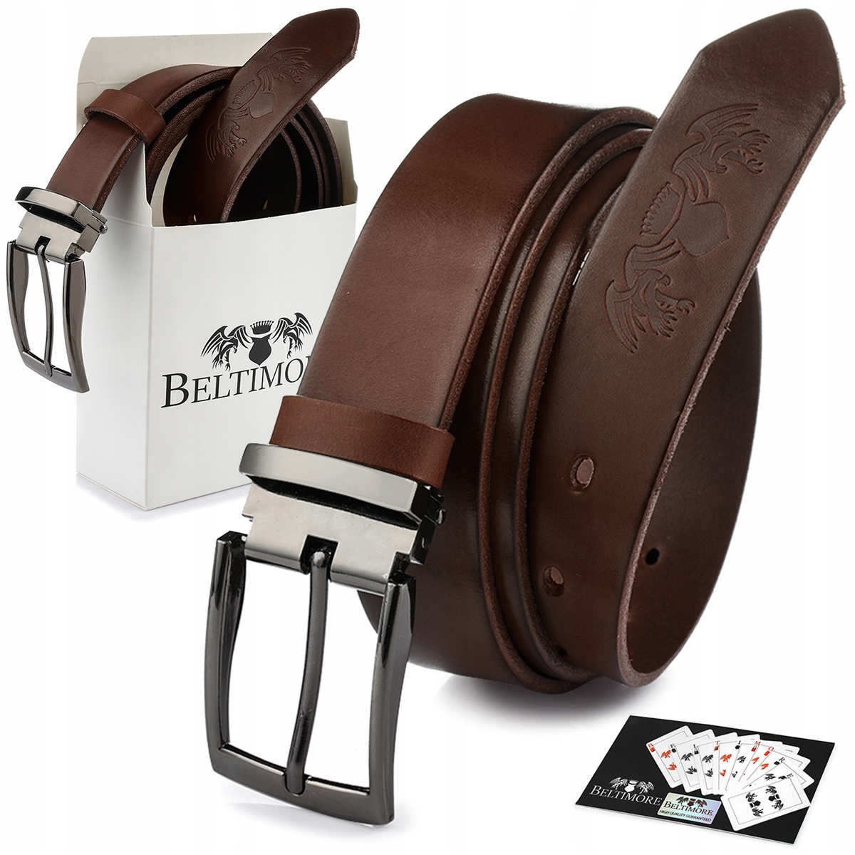 

Pasek męski skórzany do spodni szeroki Beltimore