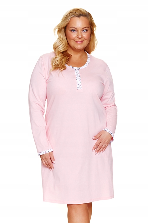Košile noční Doctor Nap růžová bavlněná 3XL dlouhý rukáv za koleno