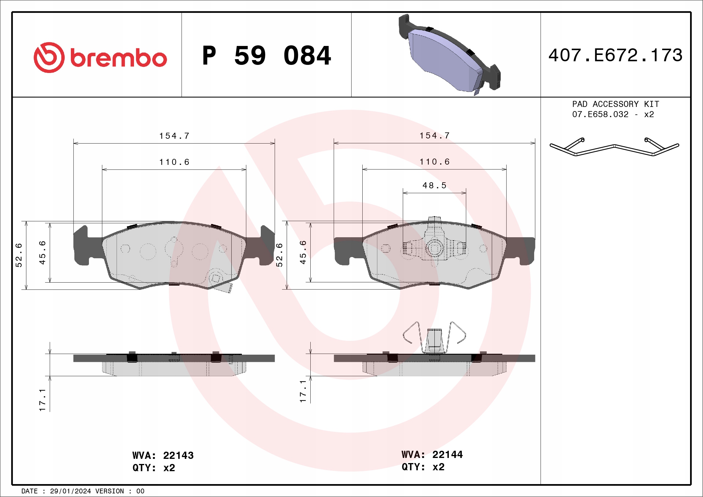 Klocki hamulcowe BREMBO P59084