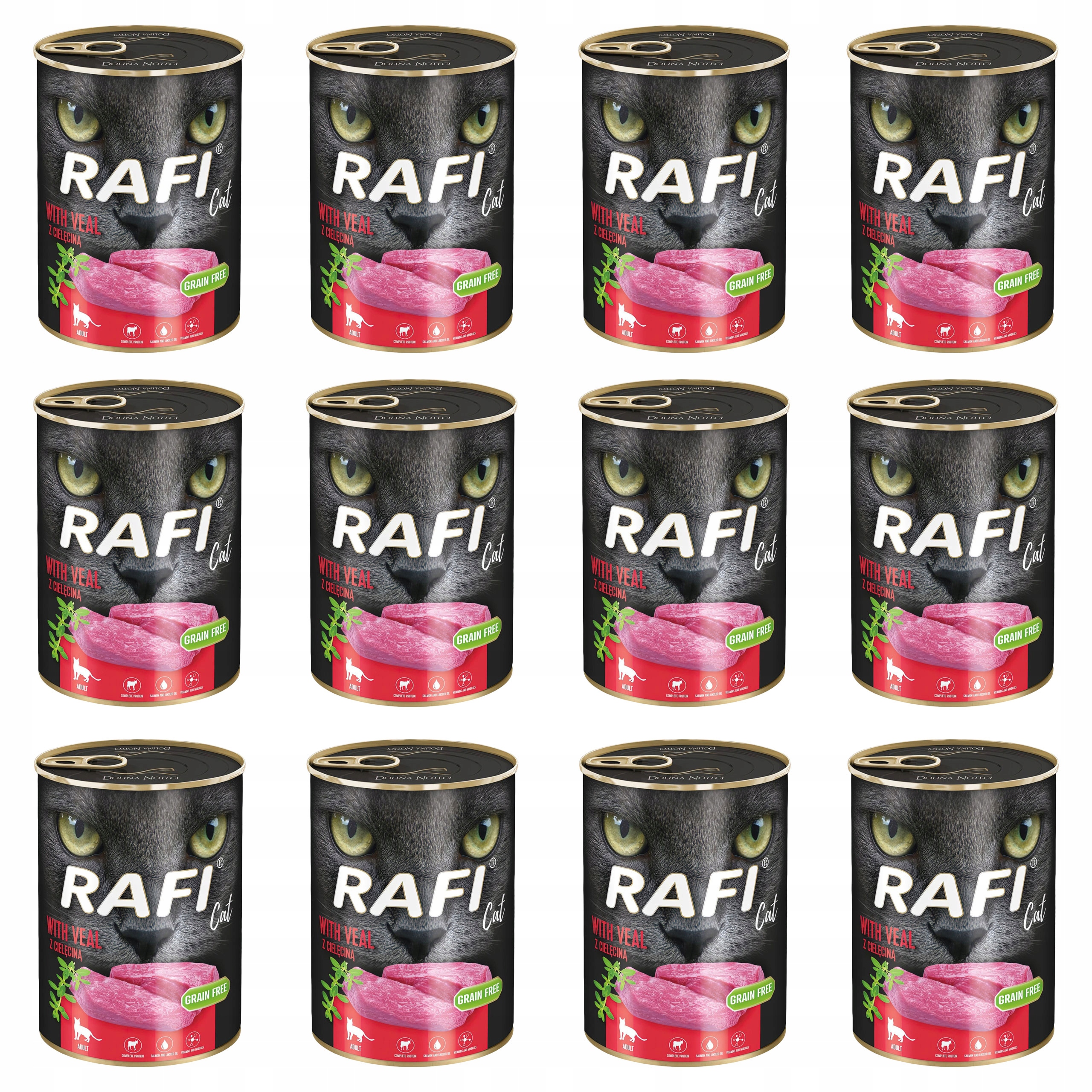 Levně Rafi Cat Dolina Noteci Krmivo pro kočky Telecí 12x400g