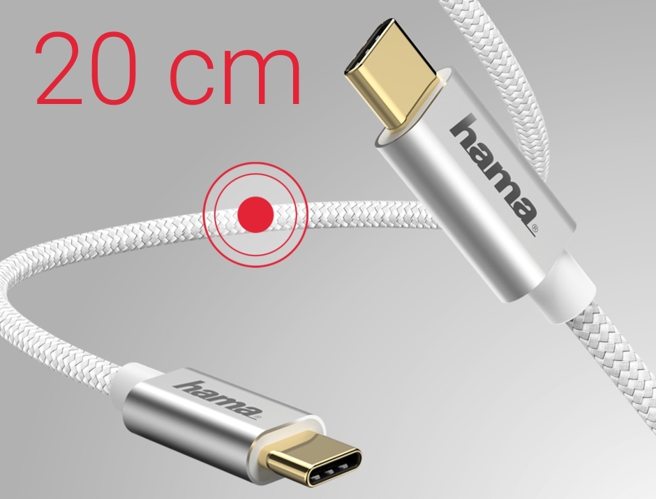 KABEL USB typ C Hama ŁADUJĄCY / Przesył danych/ 2 x USB-C / 0,2 m Złącza USB typ C - USB typ C