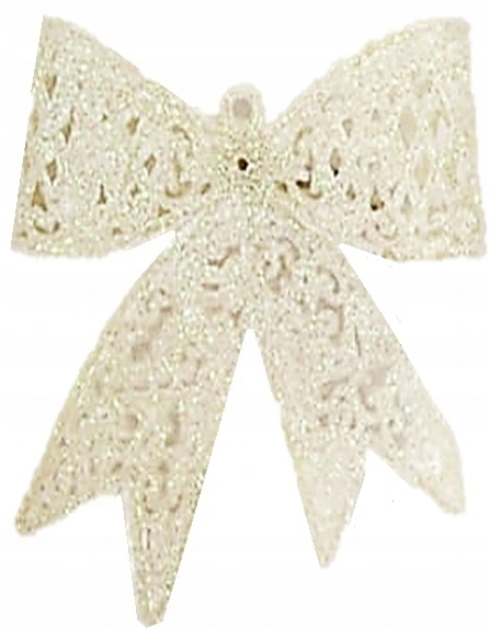 

Kokarda Brokatowa na Choinkę 10 /10 cm Ecru