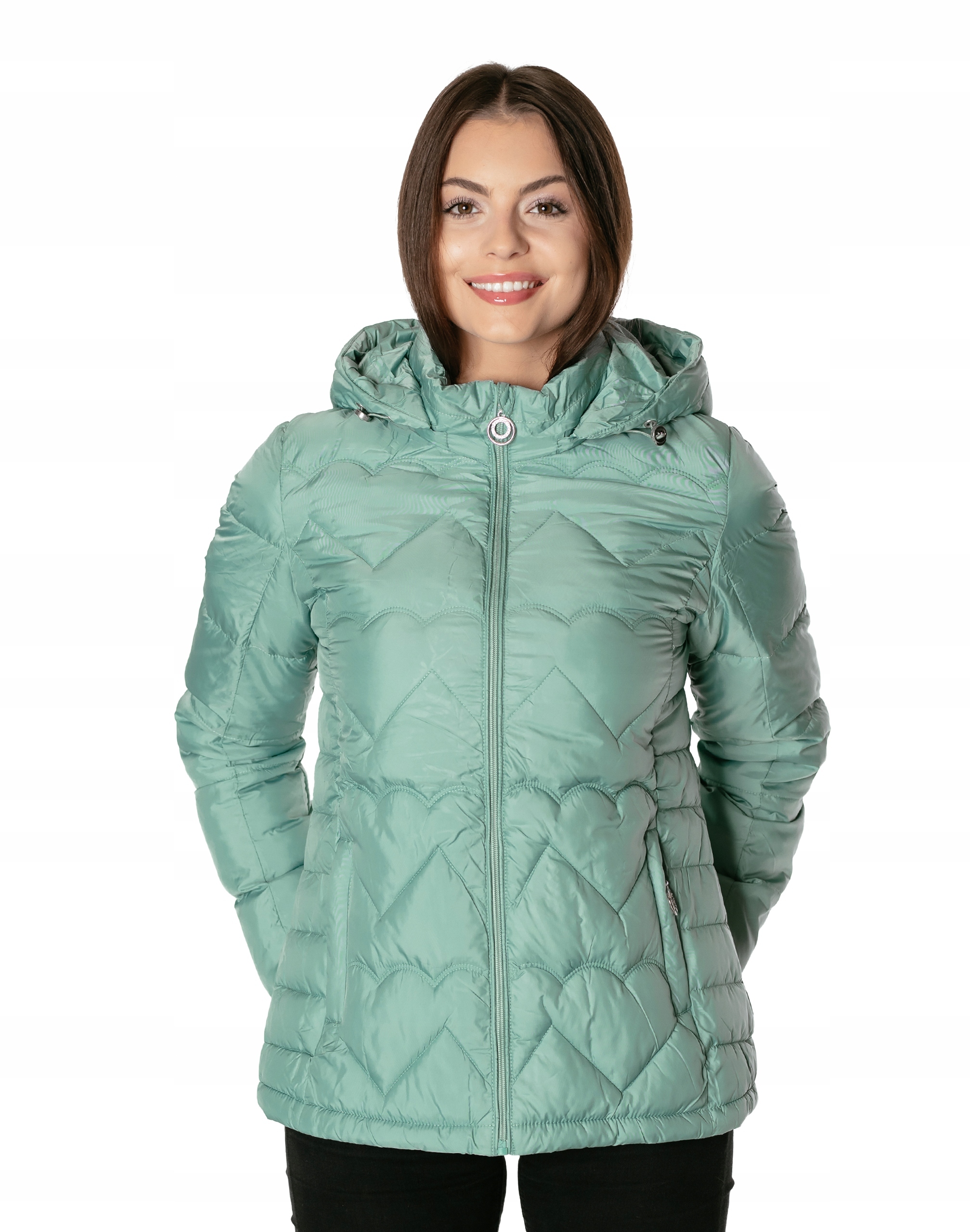 Teplá dámská zimní zateplená péřová bunda s kapucí s kapucí