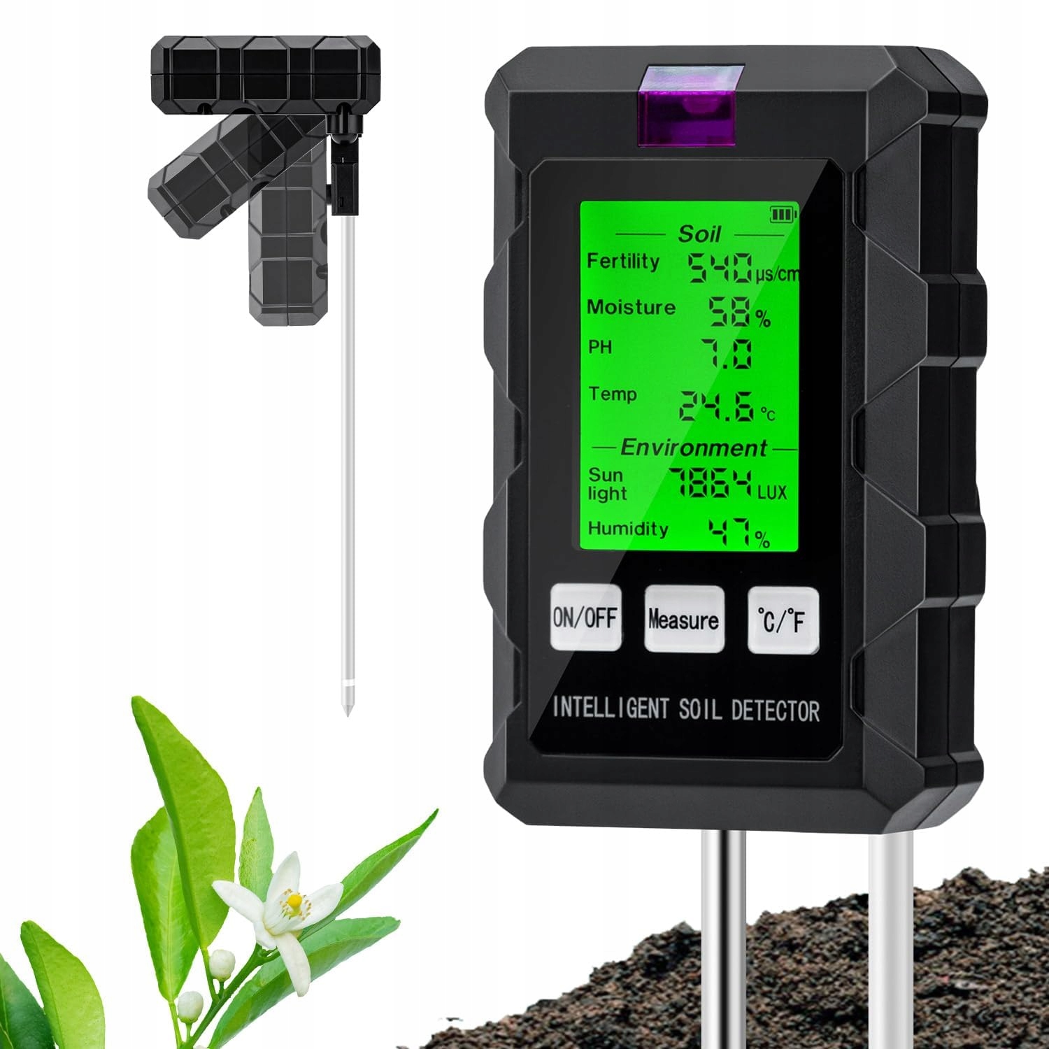 Půdní Měřič 6v1 Kyselinoměr Tester Ph Země Pro Měření Zahradní Půdy