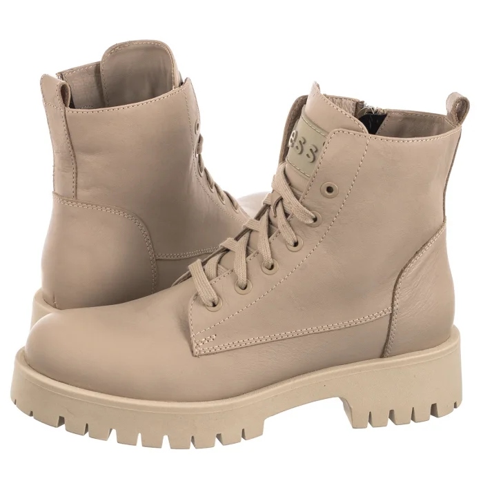 Dámské boty Kotníkové Boty Obuv Trapery Kožené Nessi Béžové 22345 122