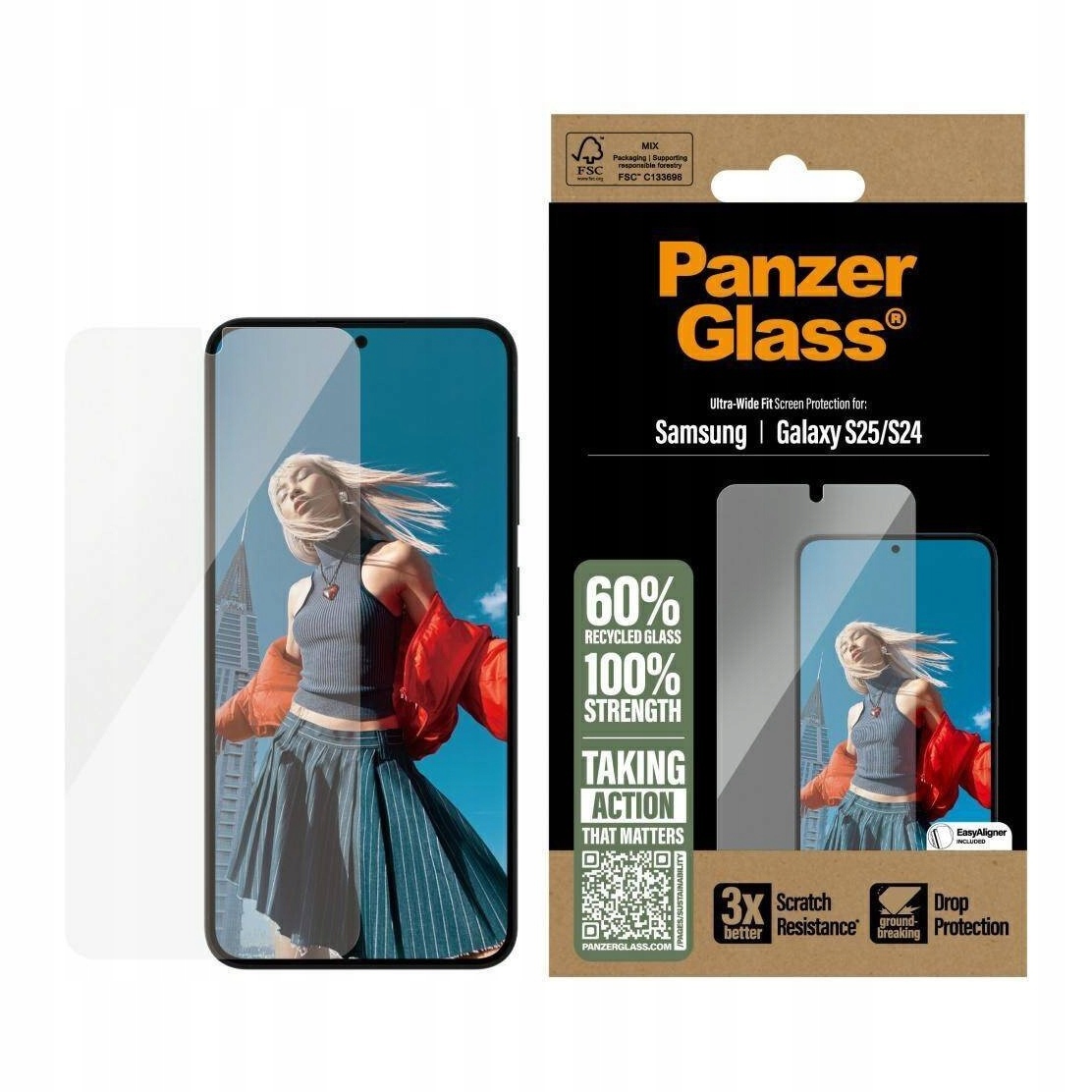 Tvrzené sklo pro Samsung S25 PanzerGlass Ultra-Wide Fit