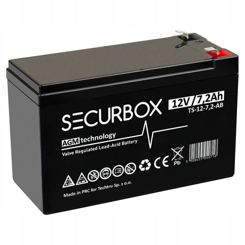 Akumulator bezobsługowy bateria Alarm Ups 7.2-12 T2 (rozmiar 7Ah) 12V 7,2Ah