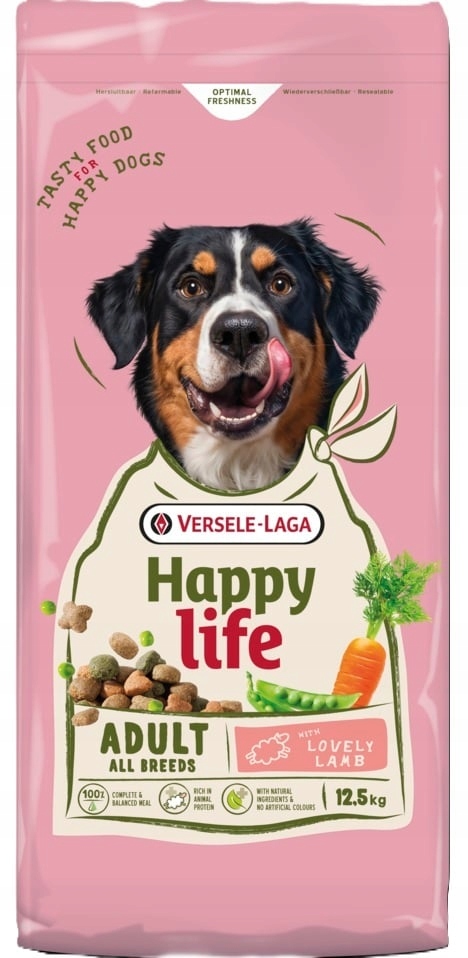 Versele-laga Happy Life Adult with Lamb krmivo pro psy s jehněčím masem 12,5 kg