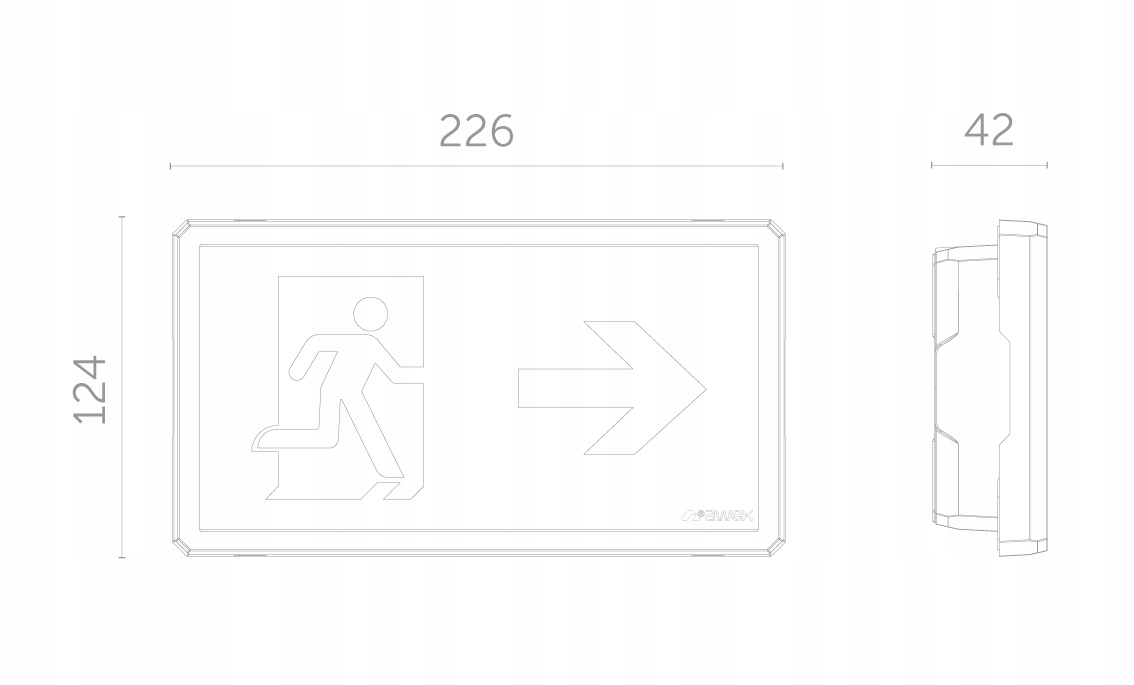 LAMPA OPRAWA AWARYJNA EWAKUACYJNA 1W IP65 EXIT S AWEX ATEST CNBOP PZH Żywotność 50000 h