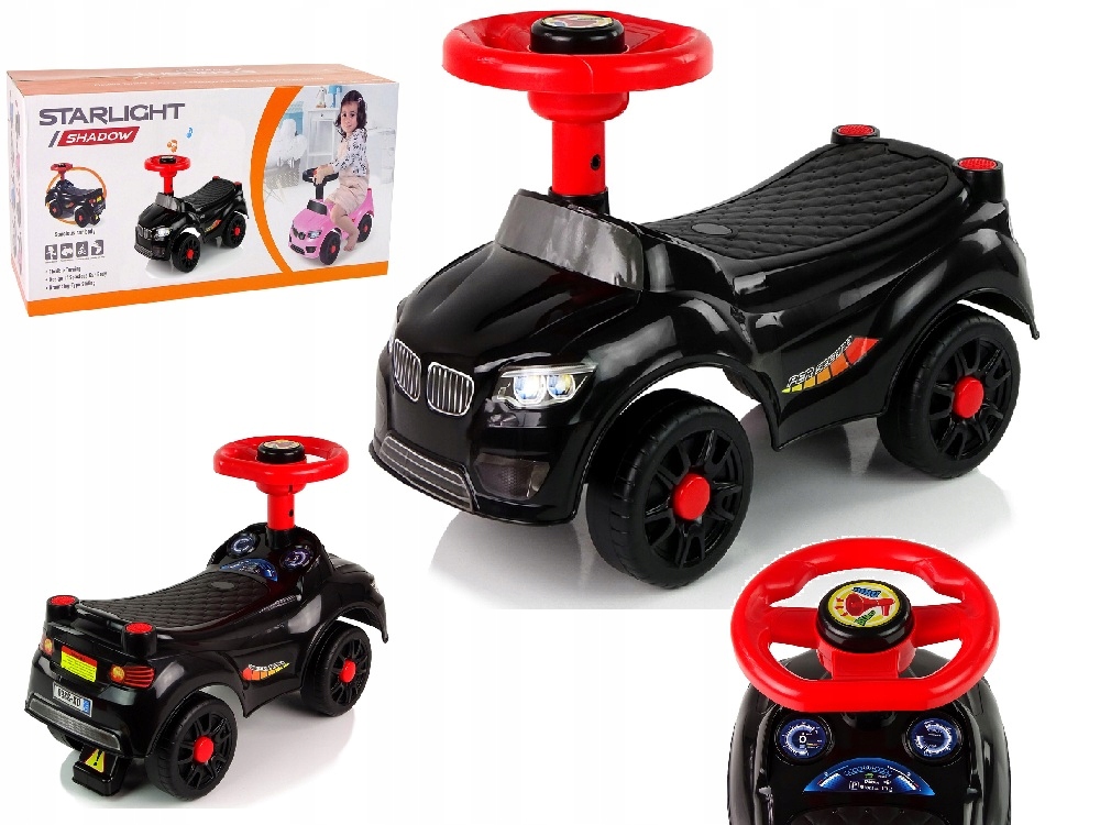 Wielofunkcyjny Samochód Pojazd Jeździk Odpychacz Z Klaksonem Czarny