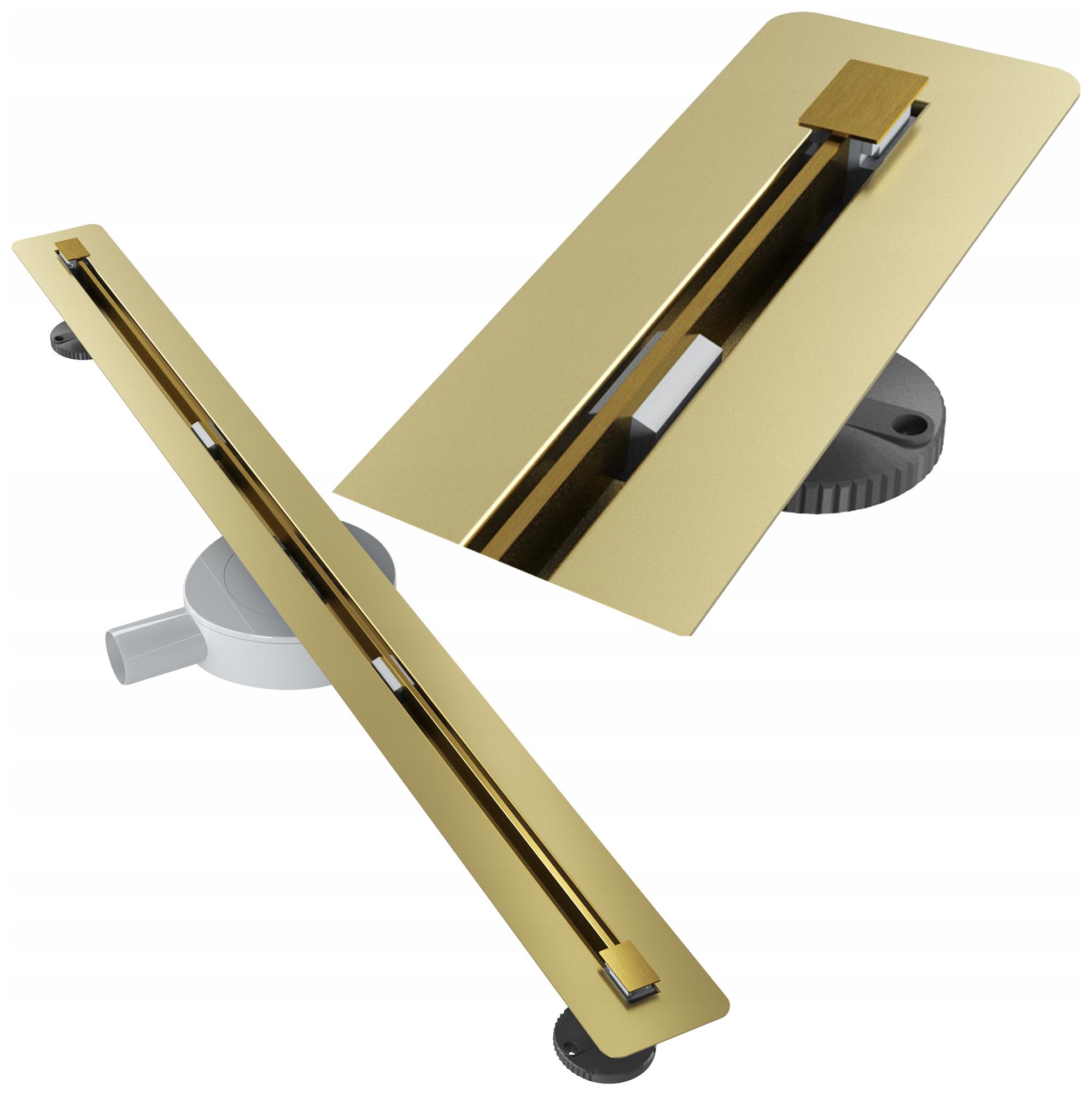 Liniový Odtok Pod Obklad 90 cm Oceľový Sifón Sprchový Kút Žľab Luno Zlatý