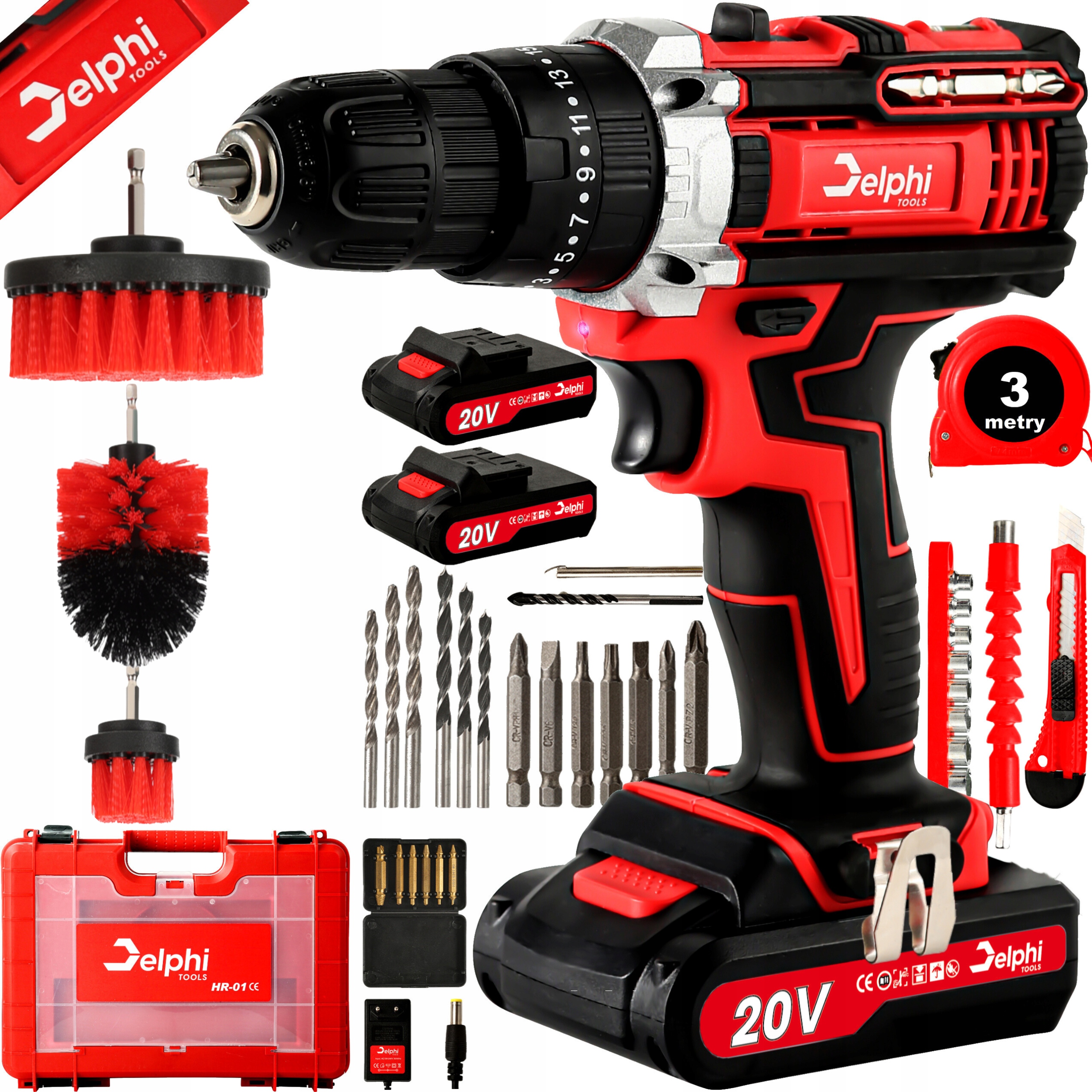 Wiertarko Wkrętarka Akumulatorowa 2x Aku 20V Wkrętak Szczotki Sprzątające