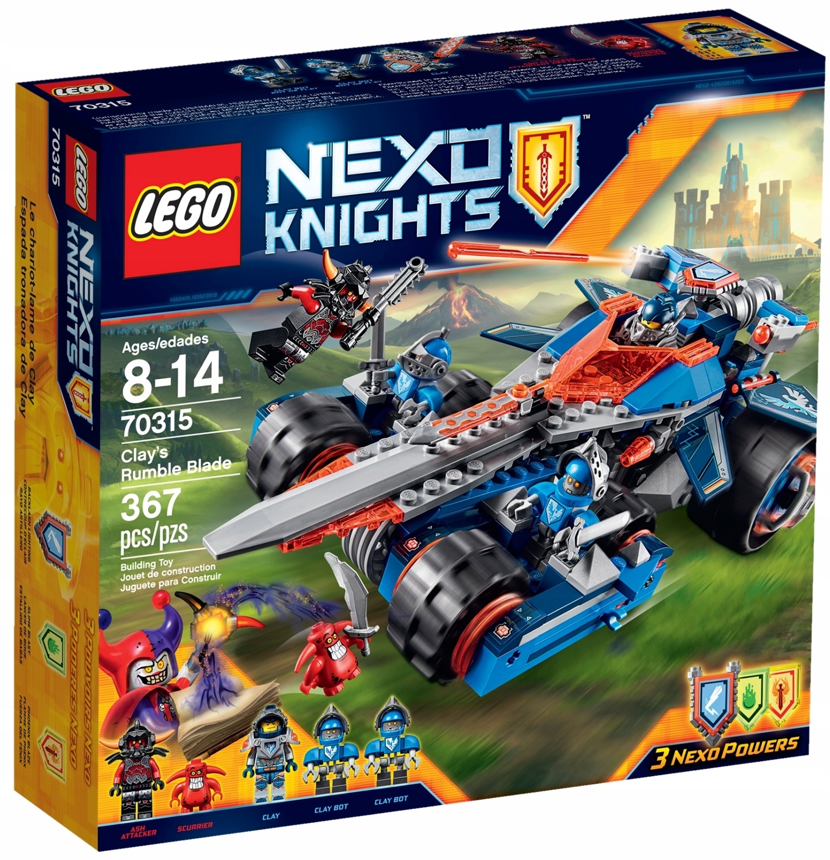 Lego Nexo Knights 70315 Klocki Pojazd Claya 367 el.