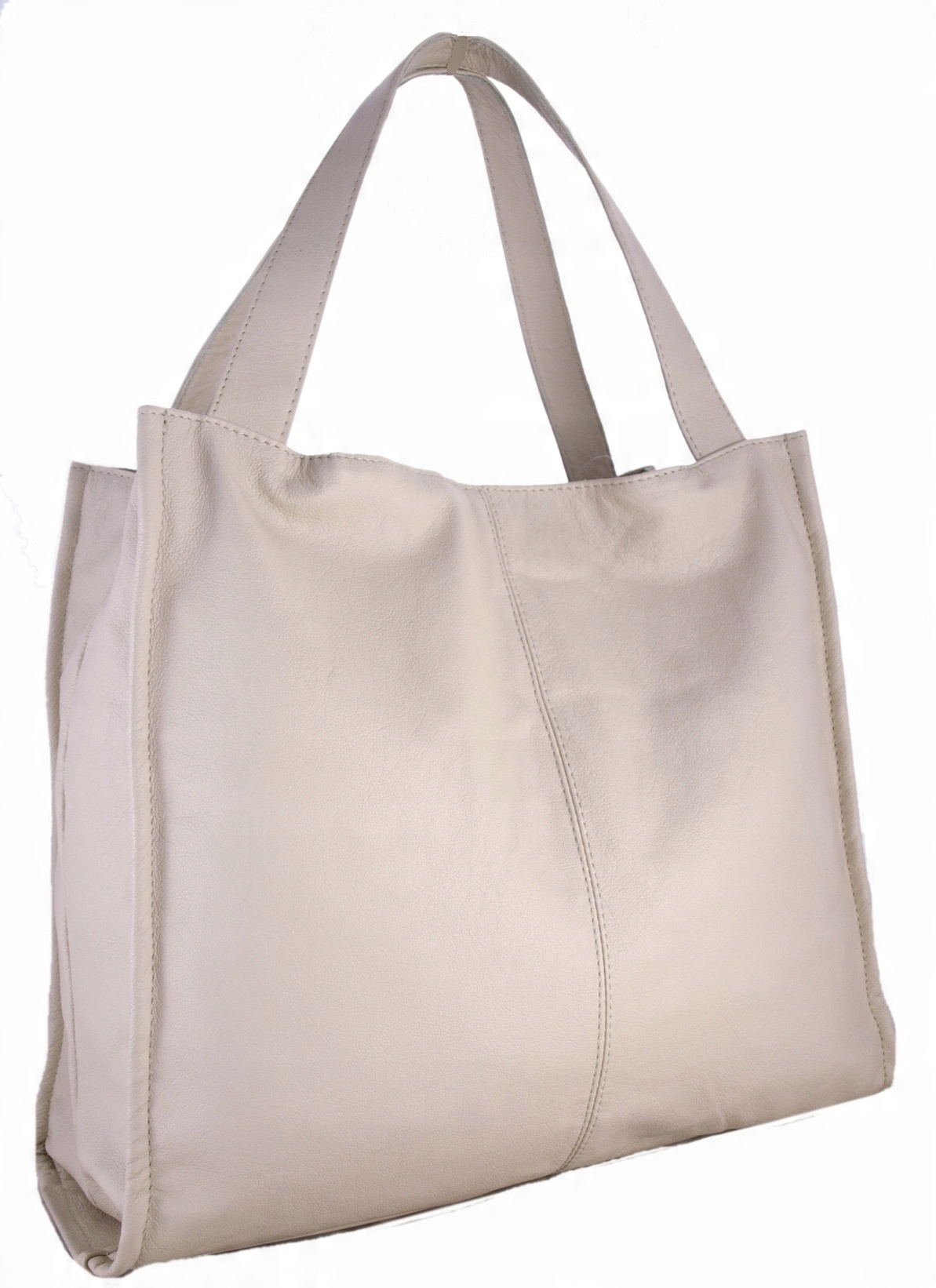 

Torebka Skórzana Shopper Skóra Naturalna Beżowa
